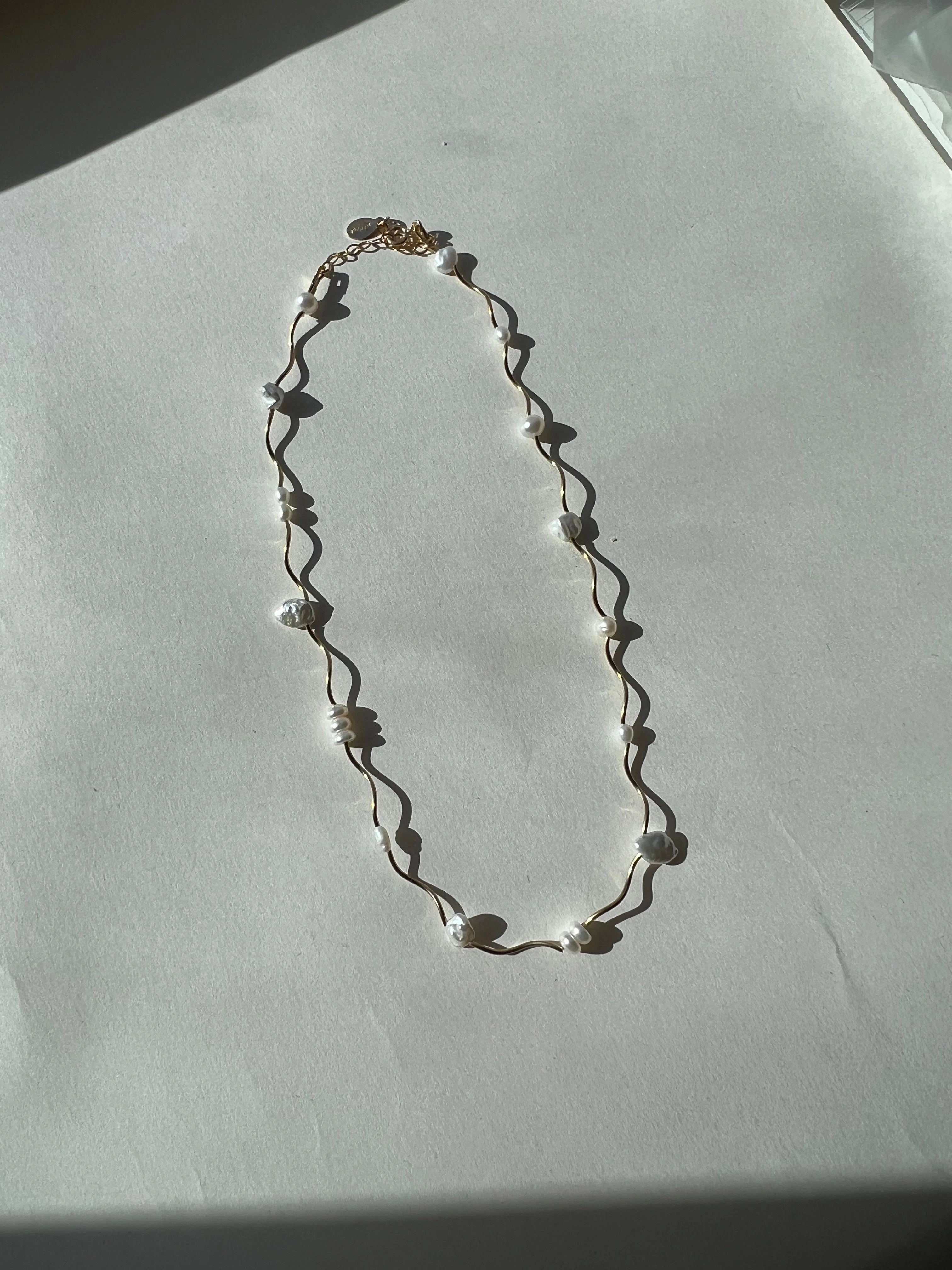 Filament Necklace- Mixed Pearls