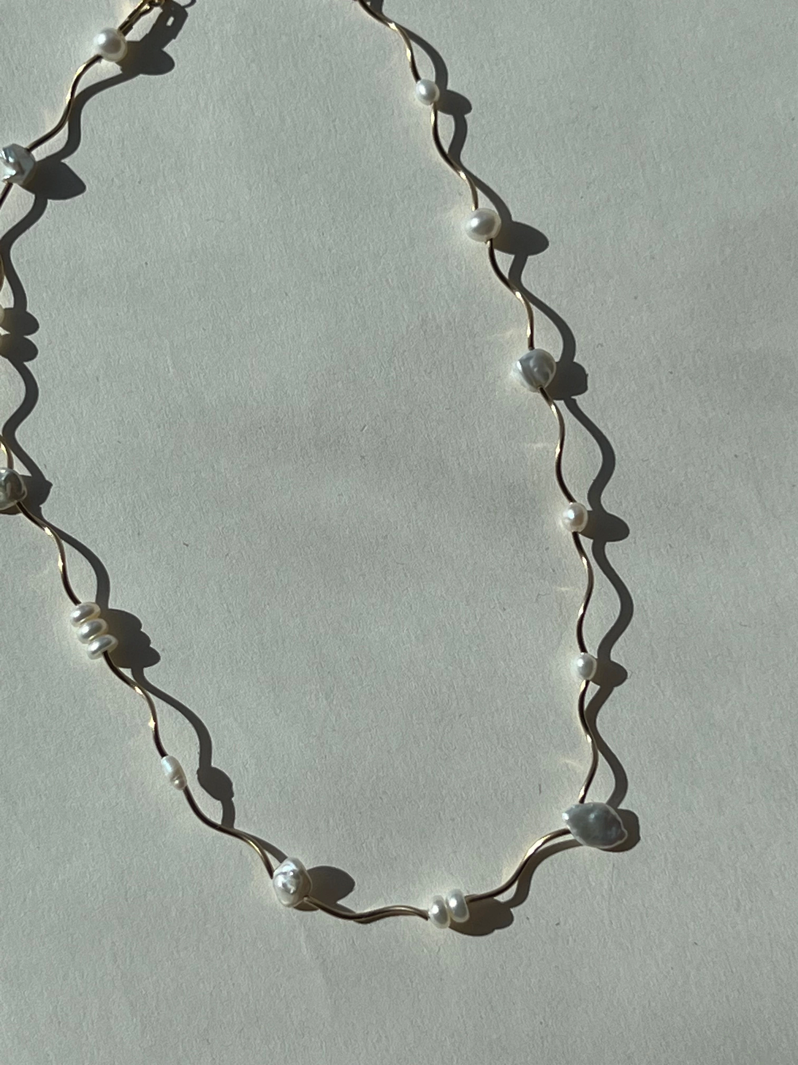 Filament Necklace- Mixed Pearls