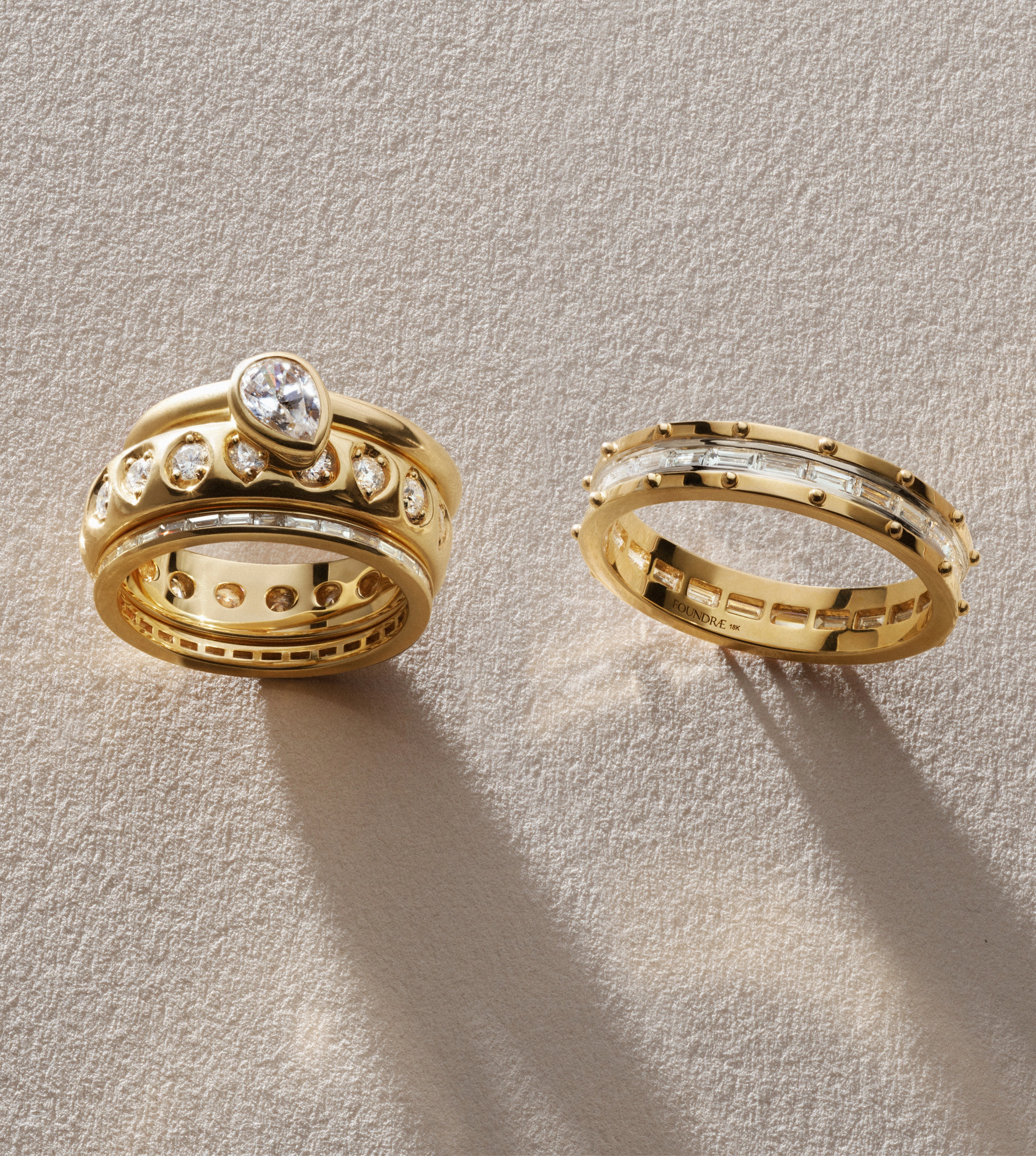 Forever & Always a Pair and Eternity Ring Stack : in Yellow Gold with Diamonds