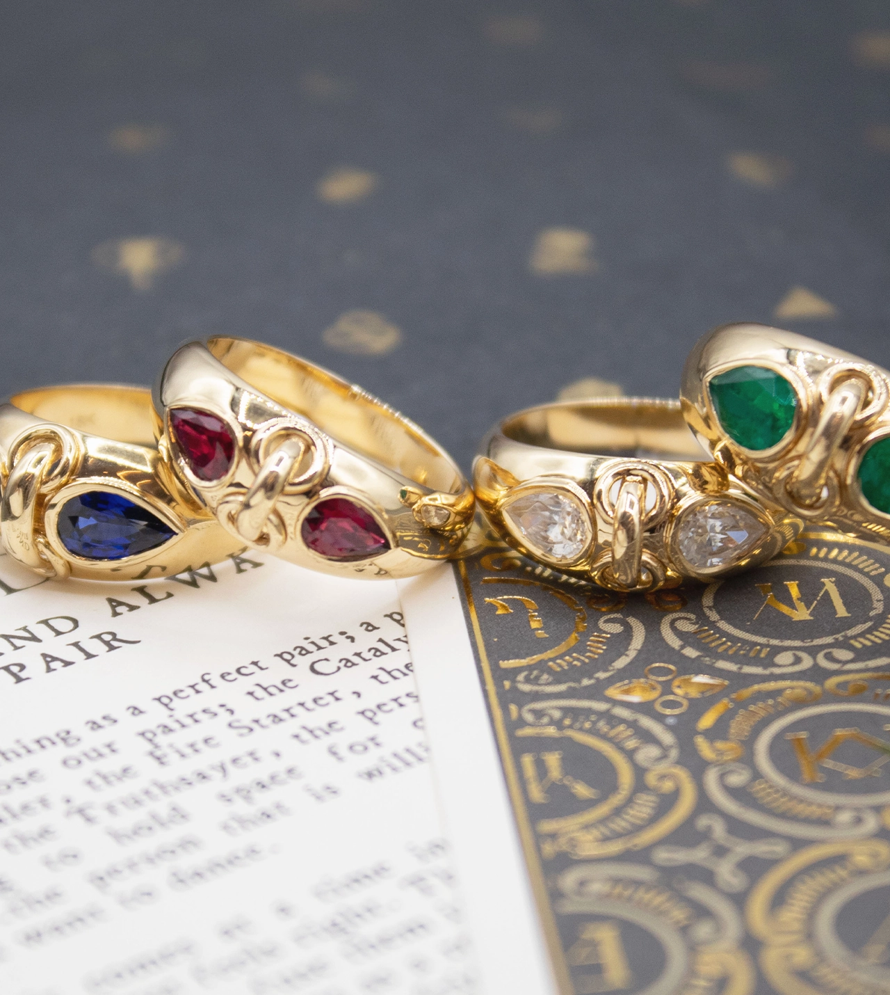 Forever & Always a Pair Blue Sapphire Ring : in Yellow Gold