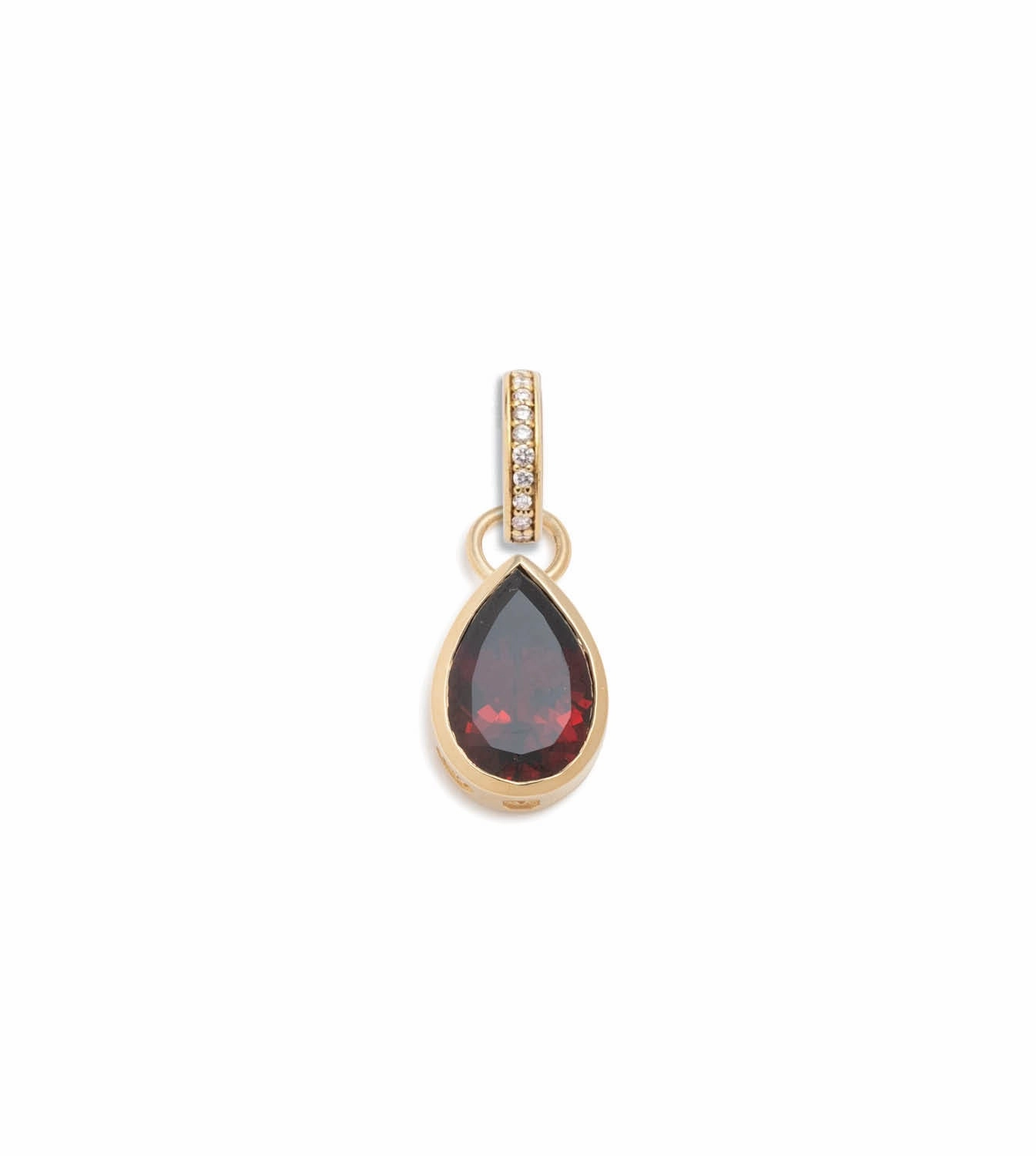 Forever & Always a Pair Garnet Pear Pendant : in Yellow Gold with an Annex Link