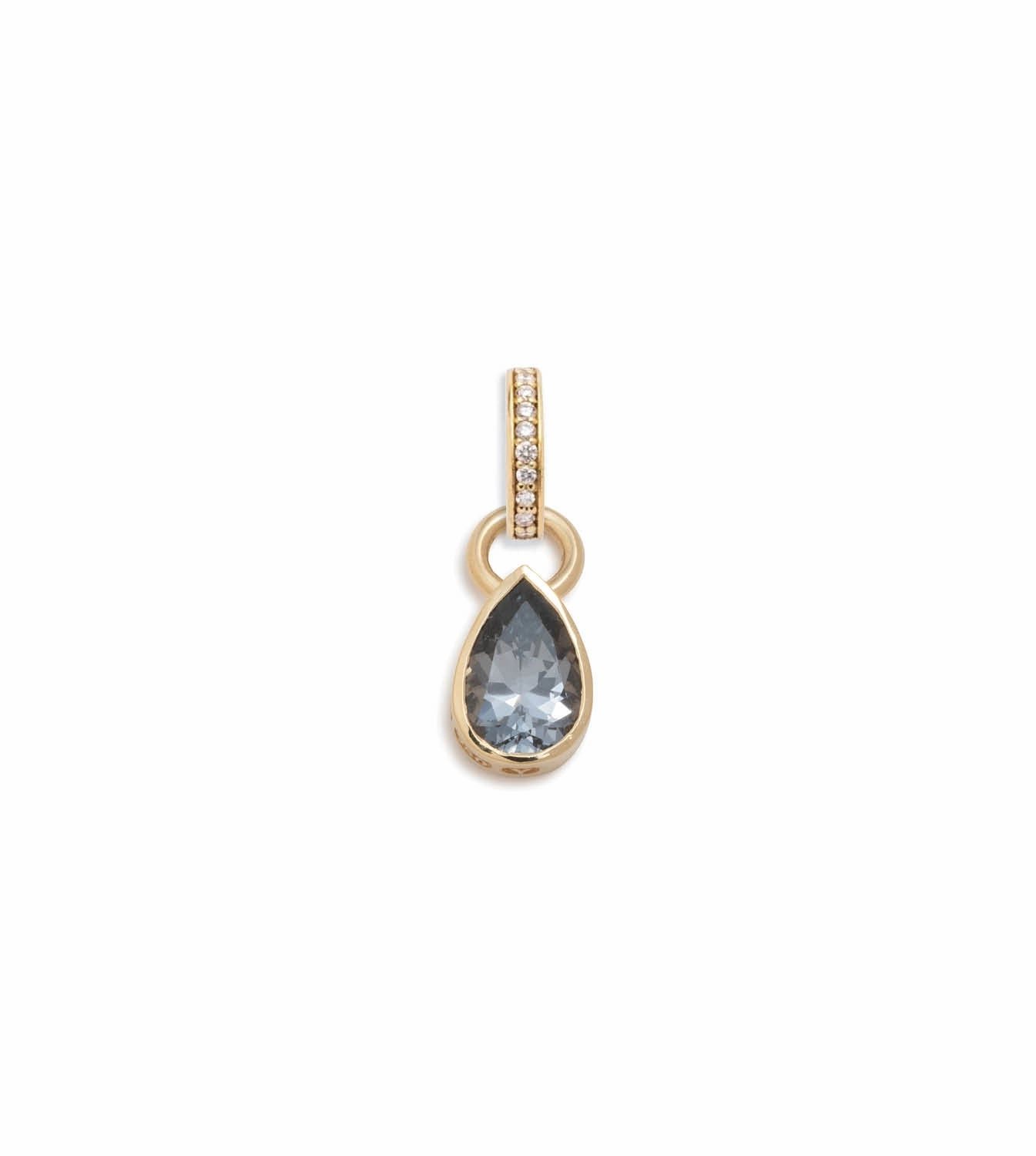 Forever & Always a Pair Grey Spinel Pear Pendant : in Yellow Gold with an Annex Link
