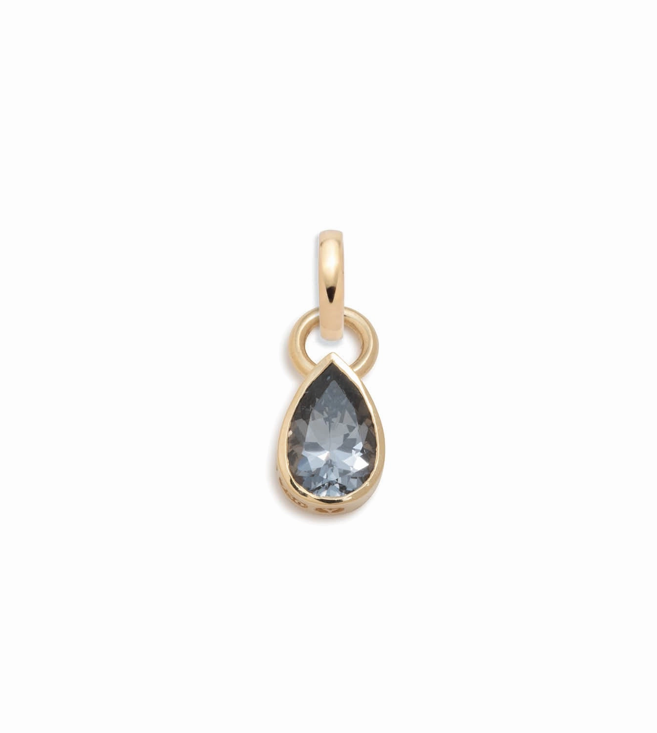 Forever & Always a Pair Grey Spinel Pear Pendant : in Yellow Gold with an Annex Link