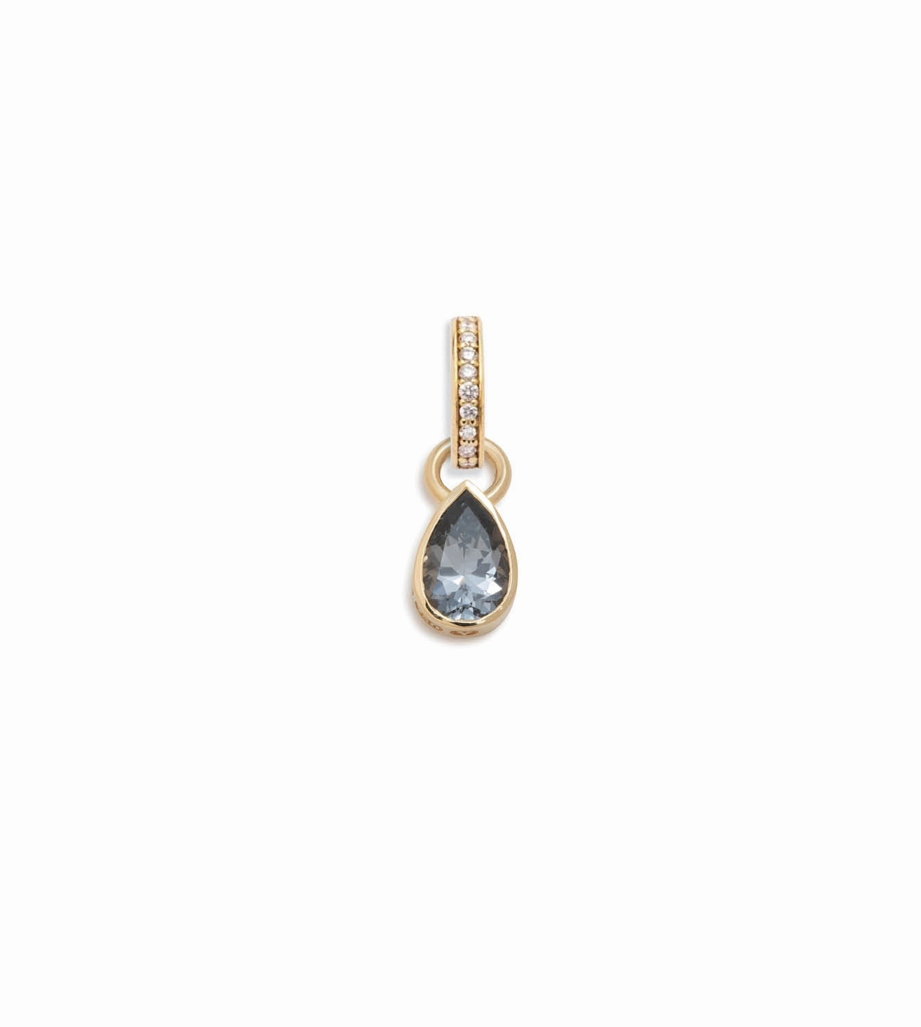Forever & Always a Pair Grey Spinel Pear Pendant : in Yellow Gold with an Annex Link