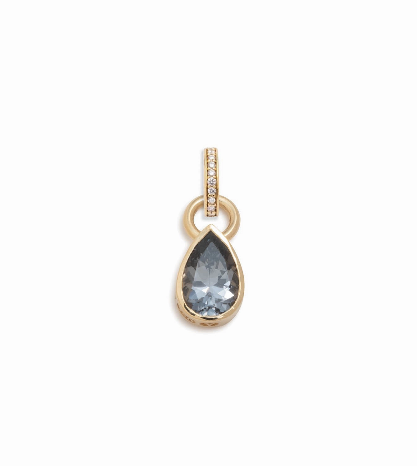 Forever & Always a Pair Grey Spinel Pear Pendant : in Yellow Gold with an Annex Link