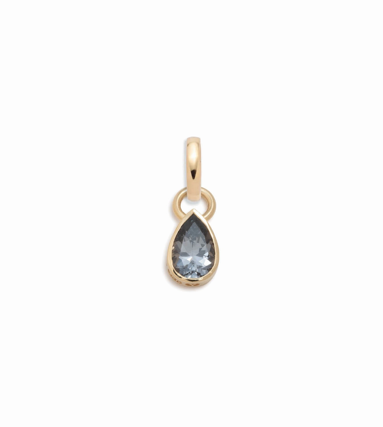 Forever & Always a Pair Grey Spinel Pear Pendant : in Yellow Gold with an Annex Link