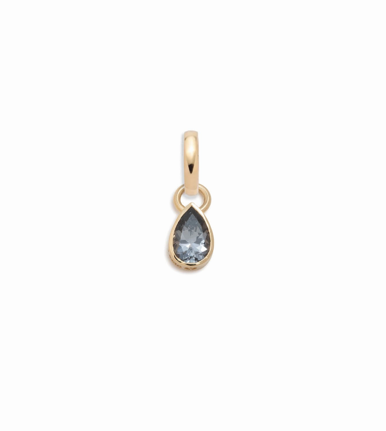 Forever & Always a Pair Grey Spinel Pear Pendant : in Yellow Gold with an Annex Link