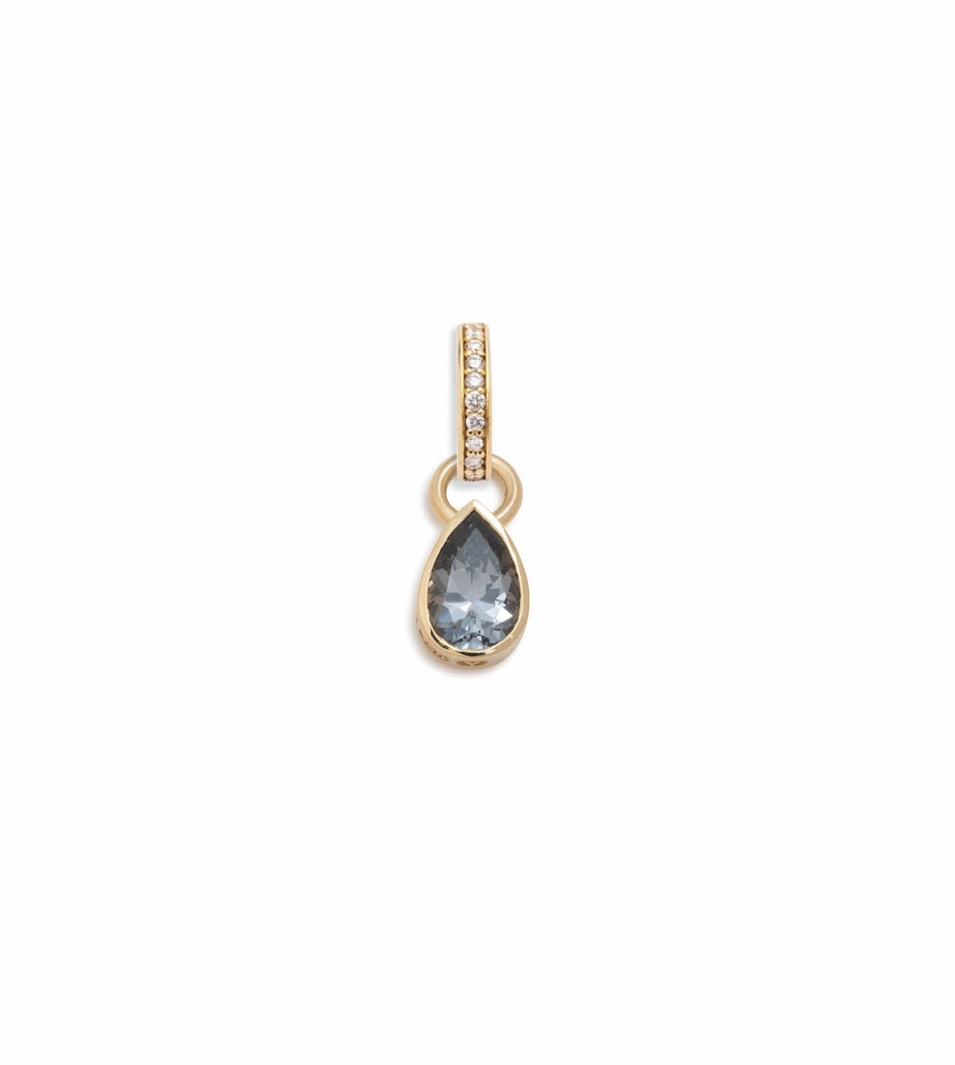 Forever & Always a Pair Grey Spinel Pear Pendant : in Yellow Gold with an Annex Link