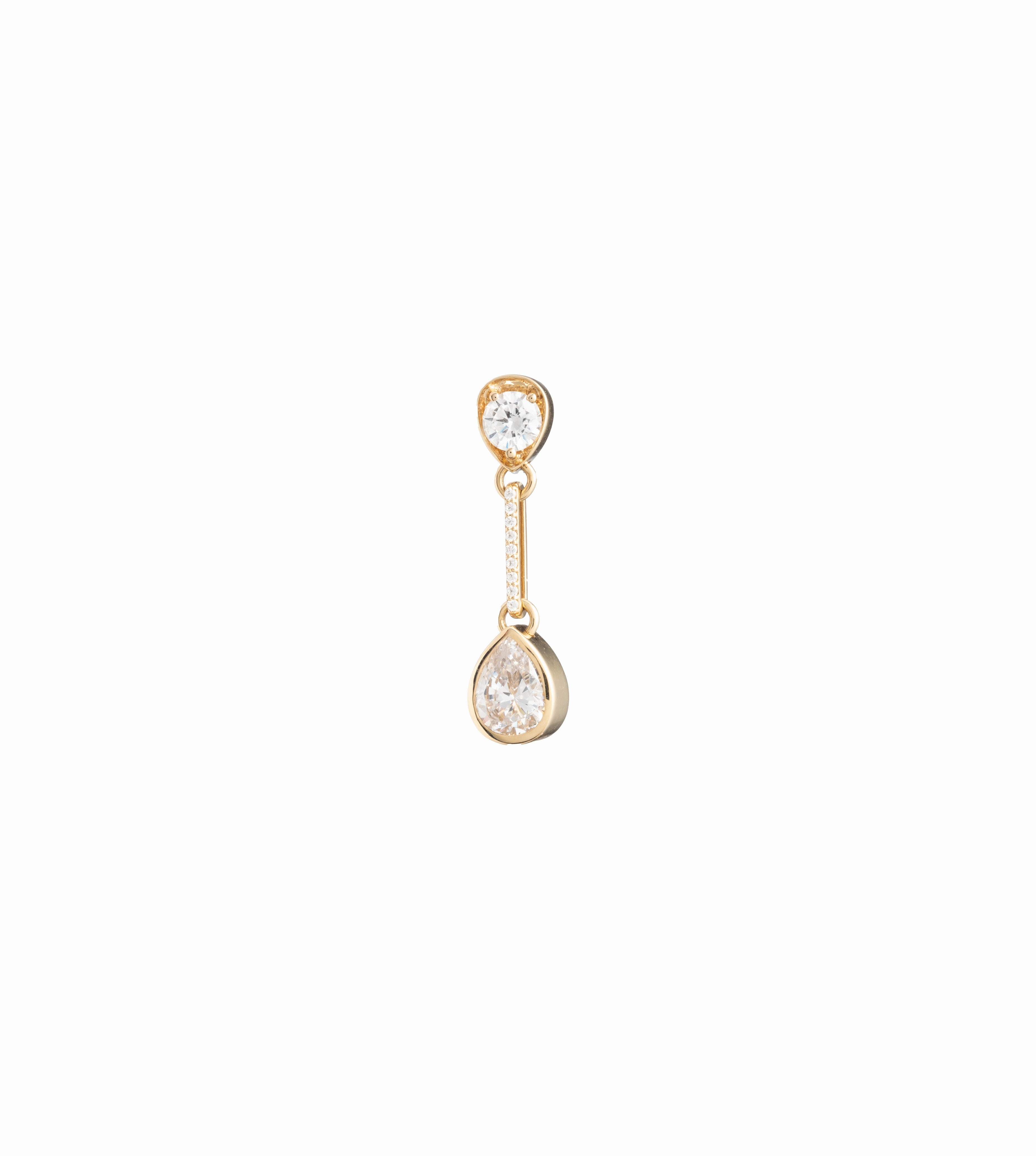 Forever & Always a Pair Linear Drop Earring : in Yellow Gold with Pear Diamonds