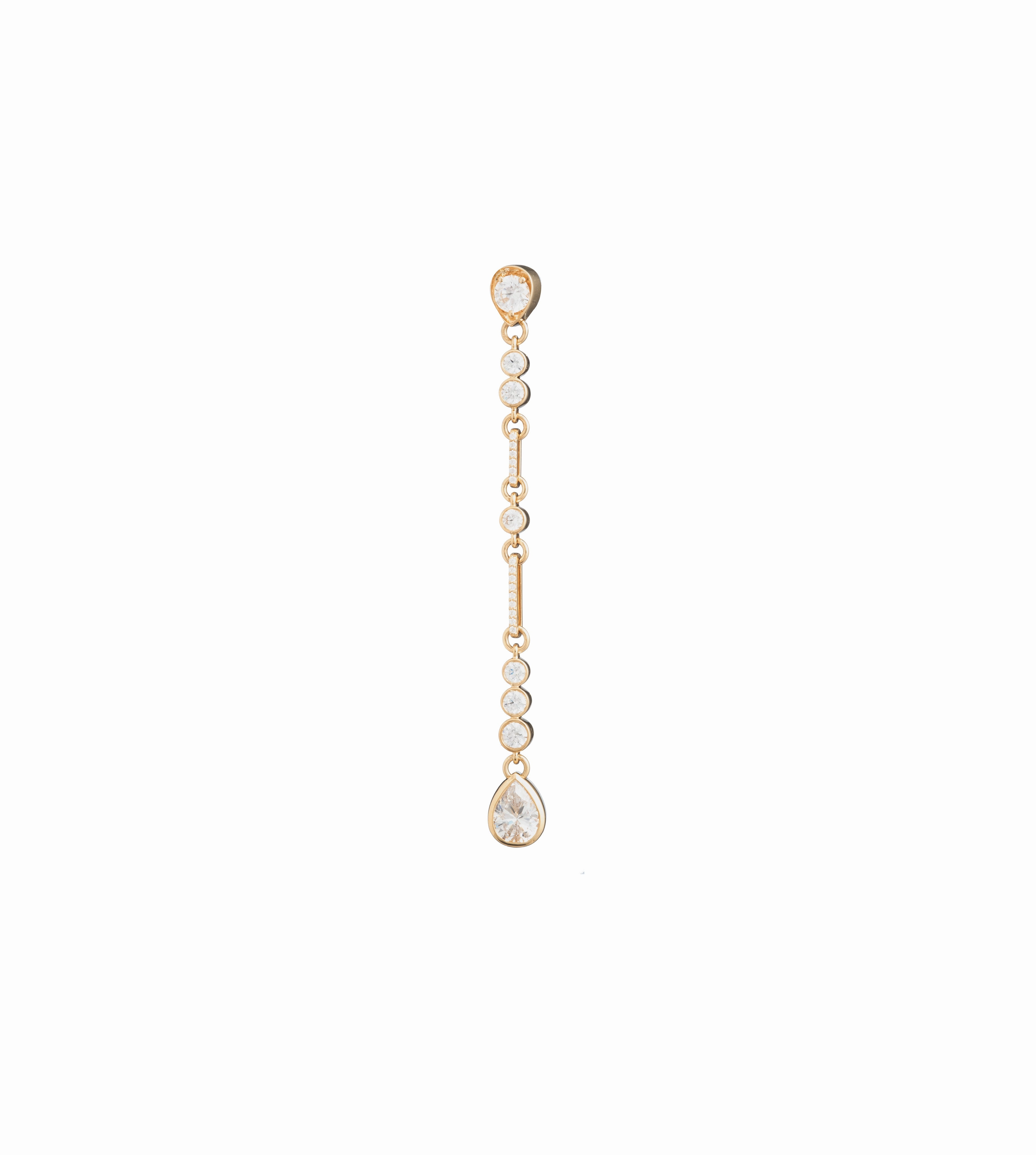 Forever & Always a Pair Linear Duster Earring : in Yellow Gold with Pear and Round Diamonds