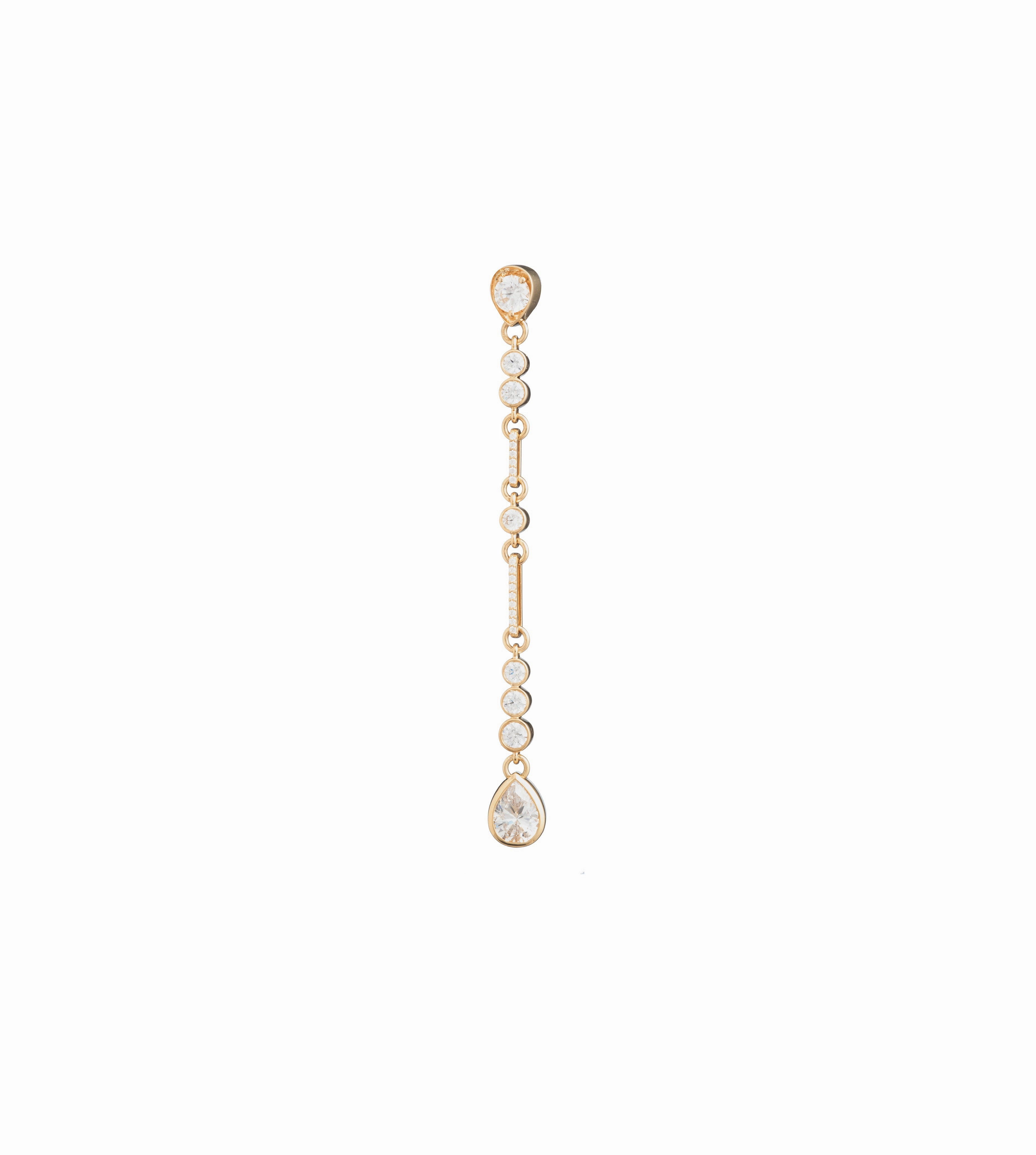 Forever & Always a Pair Linear Duster Earring : in Yellow Gold with Pear and Round Diamonds