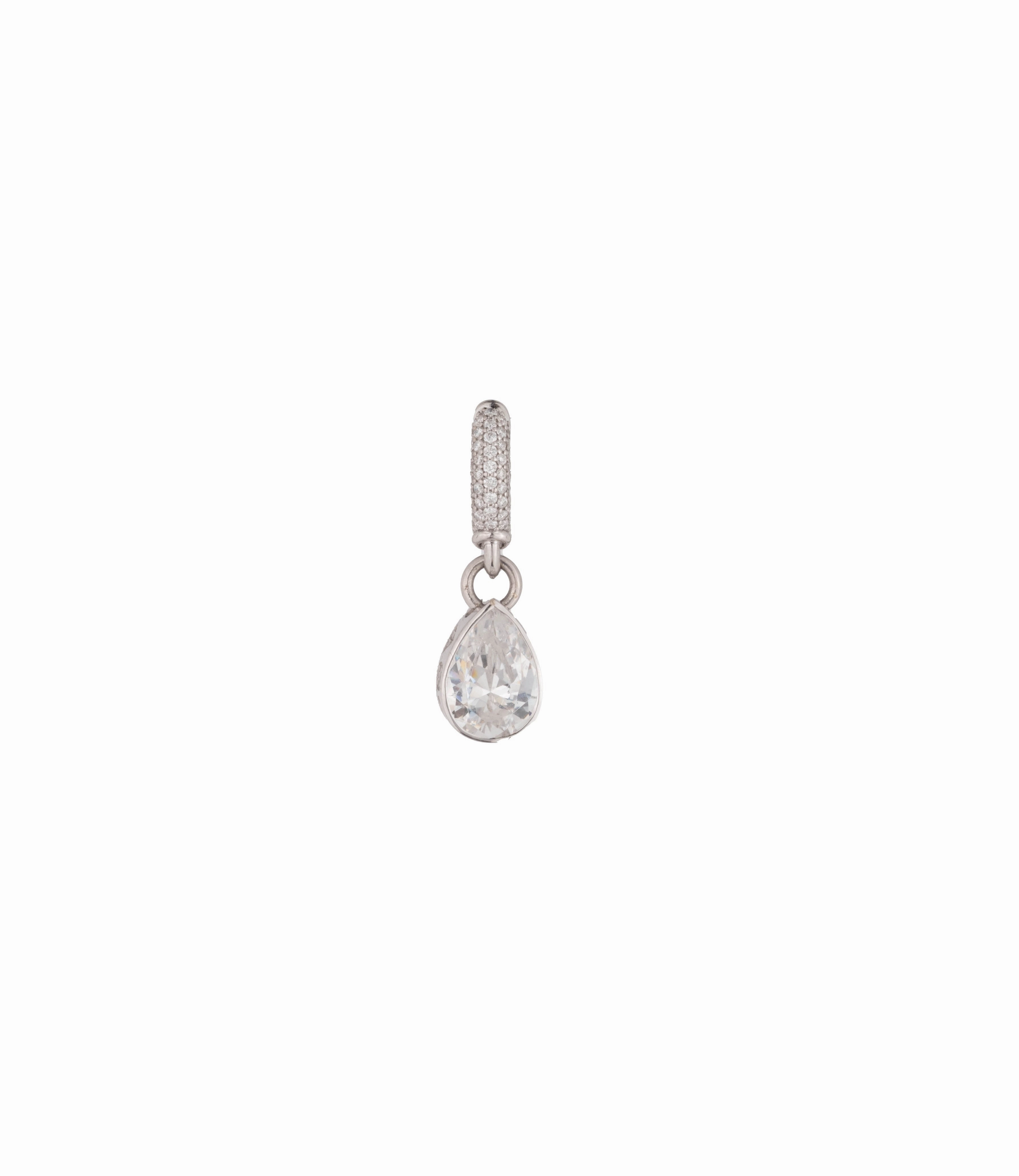 Forever & Always a Pair Pendant on Ear Hoop : in White Gold with Pear and Pave Diamonds