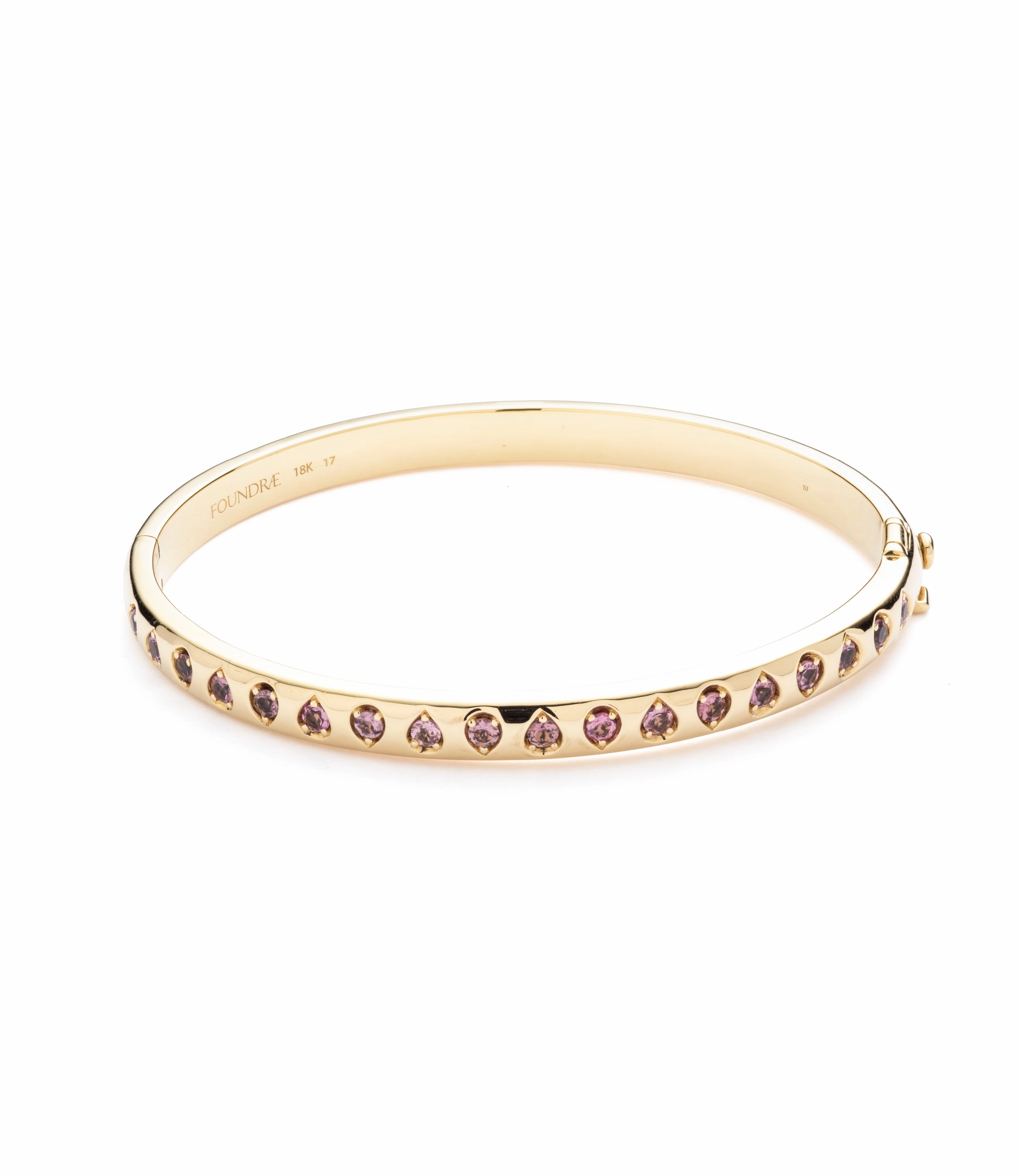 Forever & Always a Pair Pink Tourmaline Gemstone Bangle : in Yellow Gold