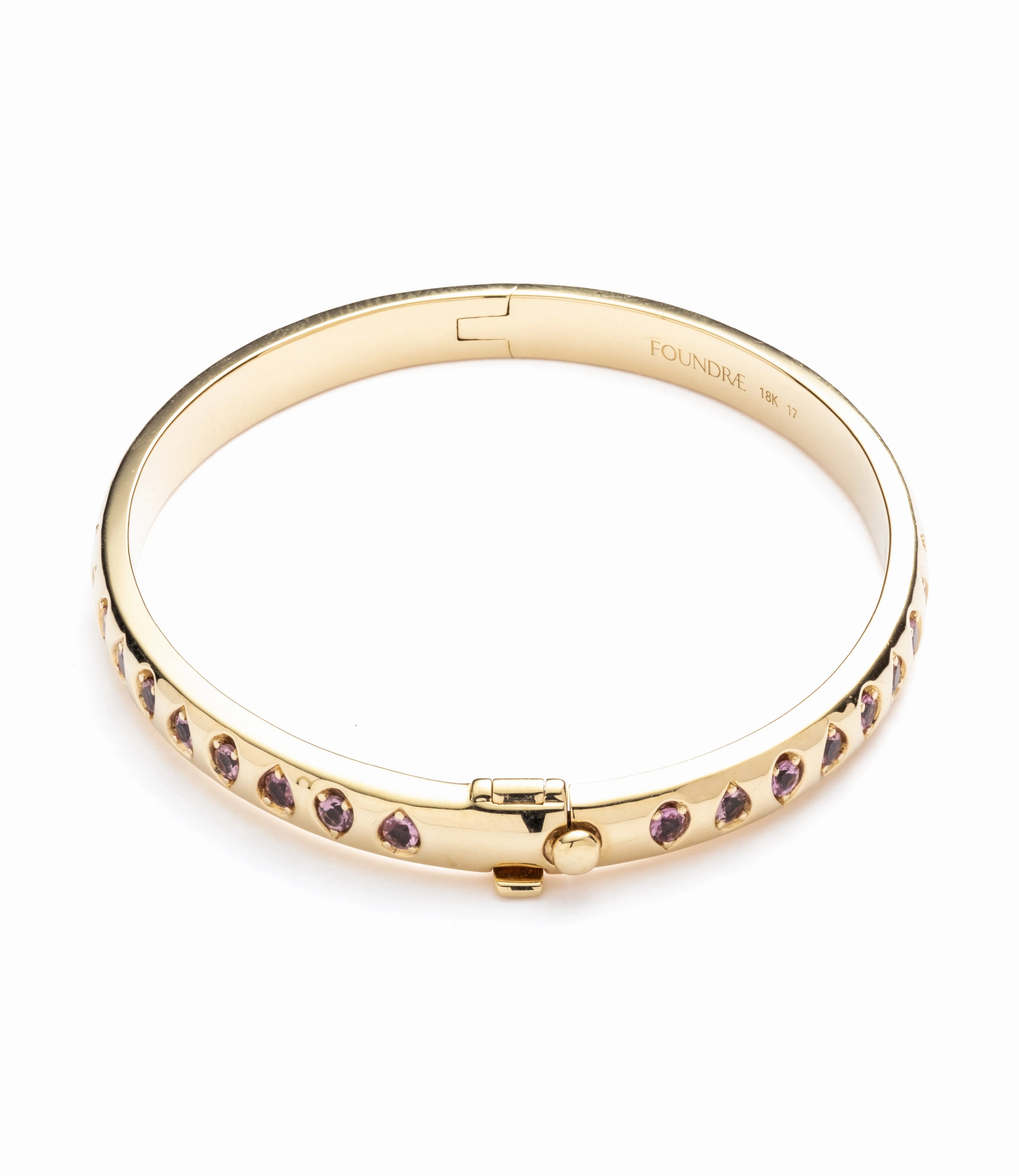 Forever & Always a Pair Pink Tourmaline Gemstone Bangle : in Yellow Gold