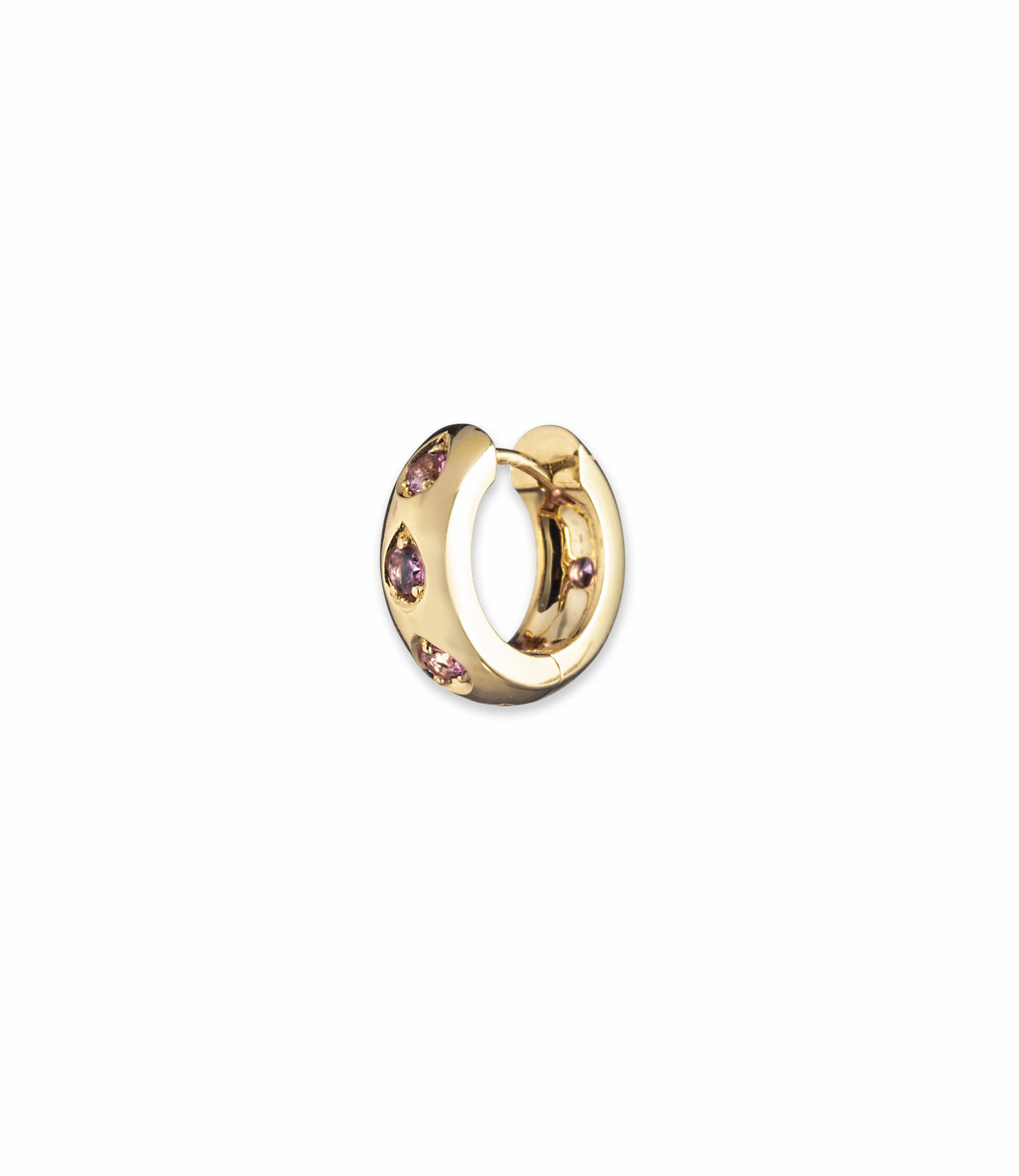 Forever & Always a Pair Pink Tourmaline Gemstone Hoop : in Yellow Gold