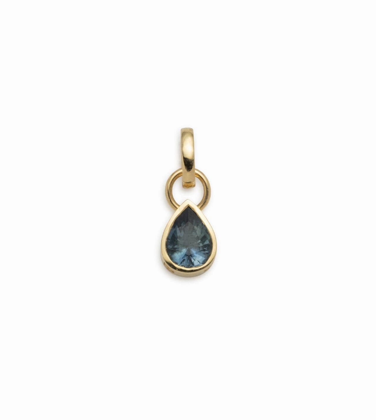 Forever & Always a Pair Teal Sapphire Pear Pendant : in Yellow Gold with an Annex Link