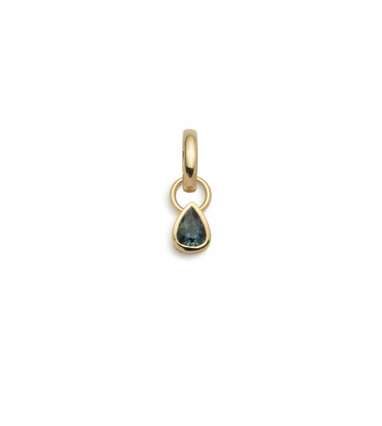 Forever & Always a Pair Teal Sapphire Pear Pendant : in Yellow Gold with an Annex Link