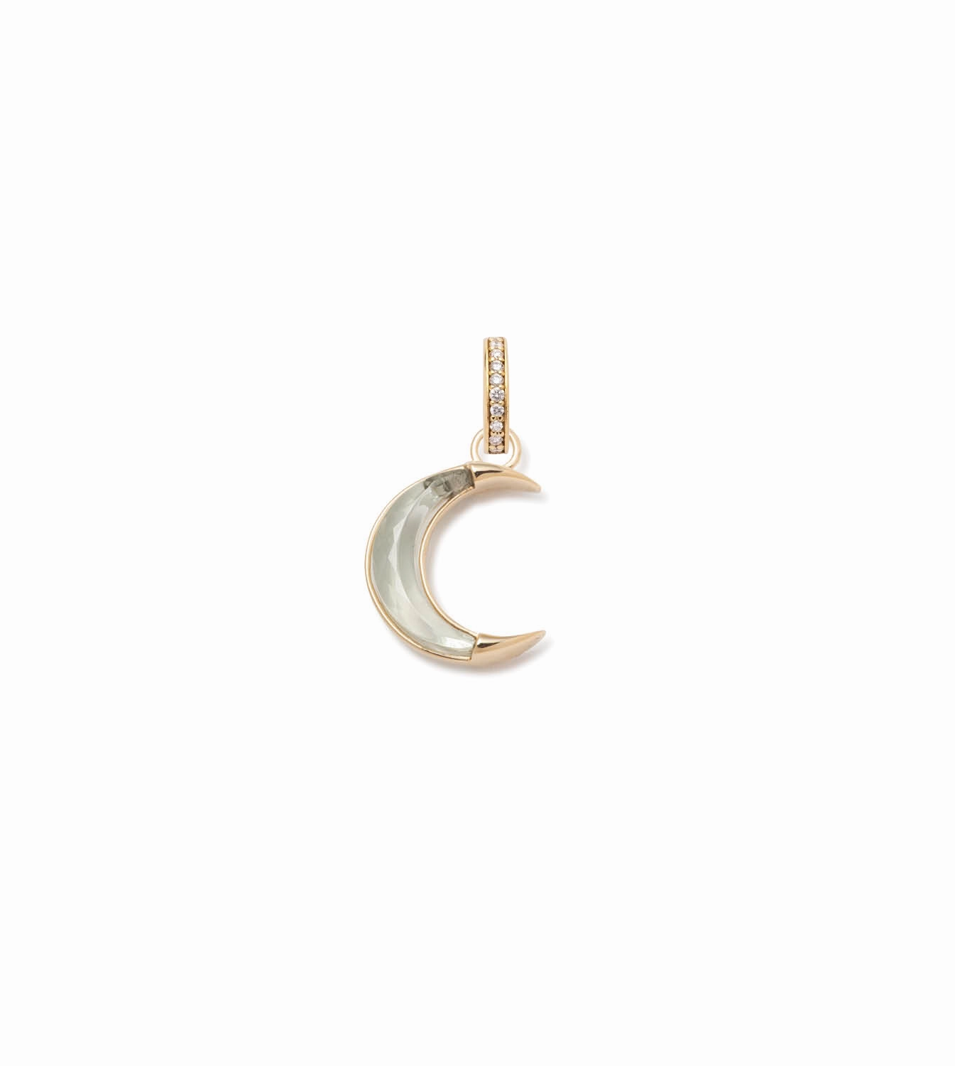 Gemstone Crescent - Karma : 15mm Medallion Prasiolite with Annex Link