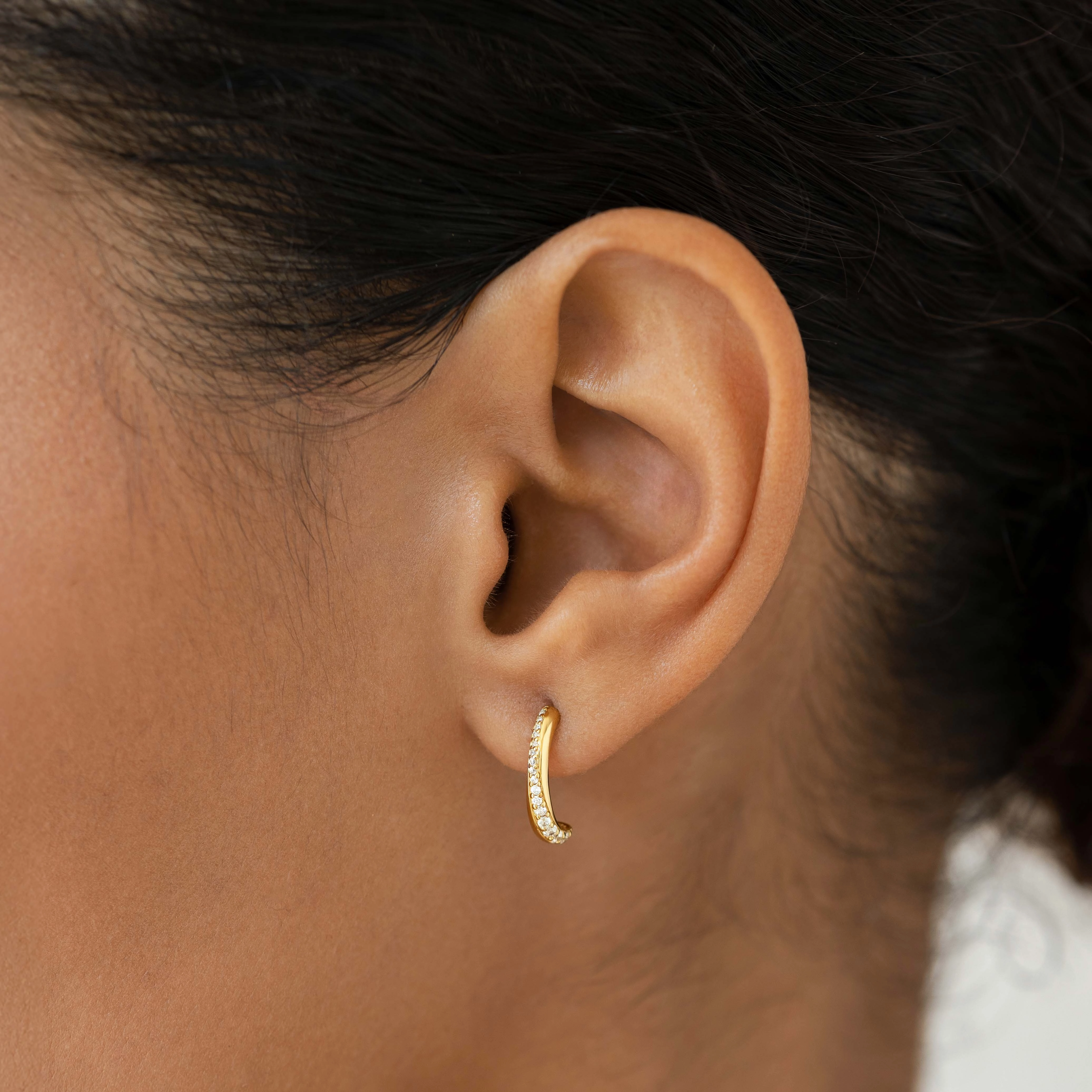 Gemstone Double Half Hoop Earrings - Lauren