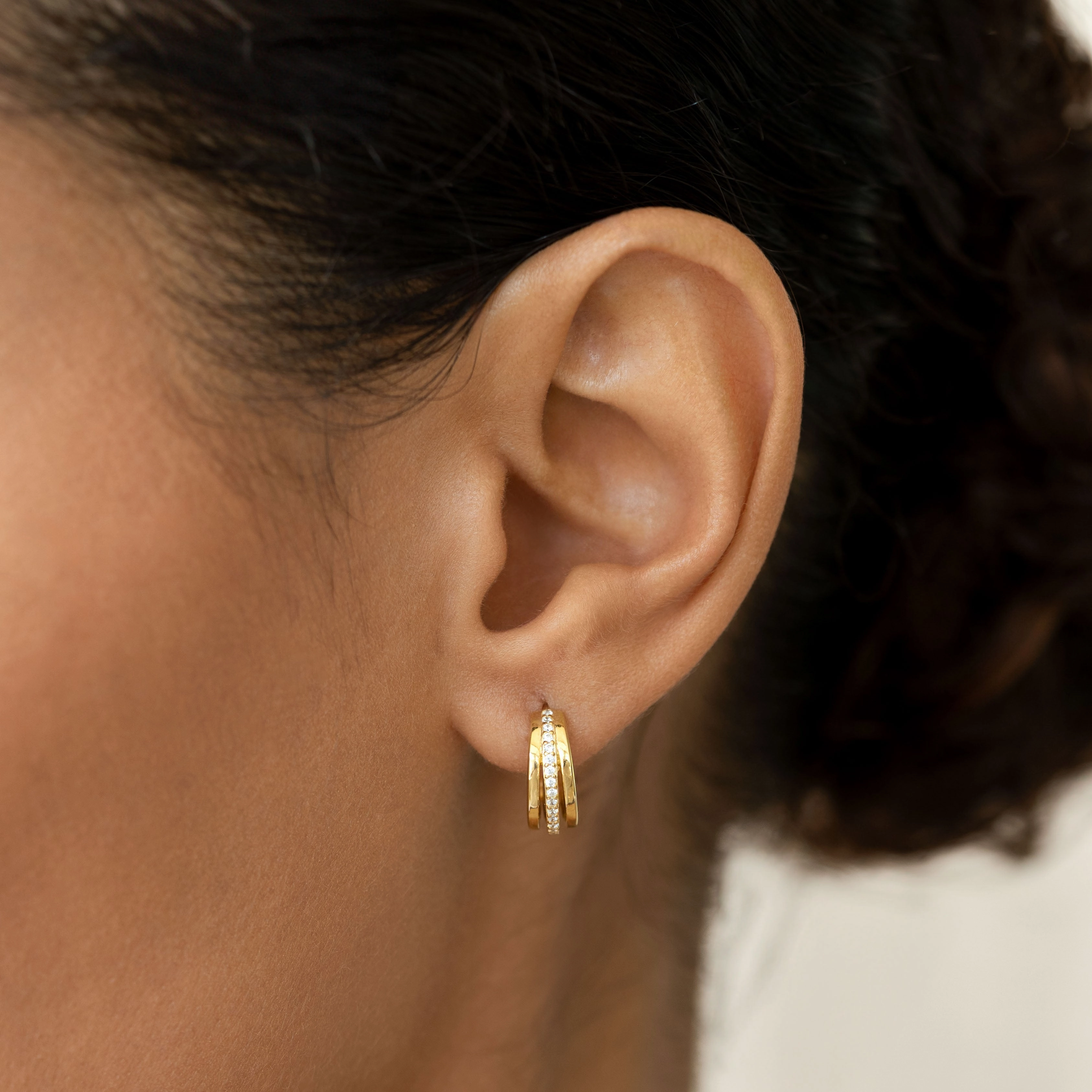 Gemstone Huggie Hoop Earrings - Livna