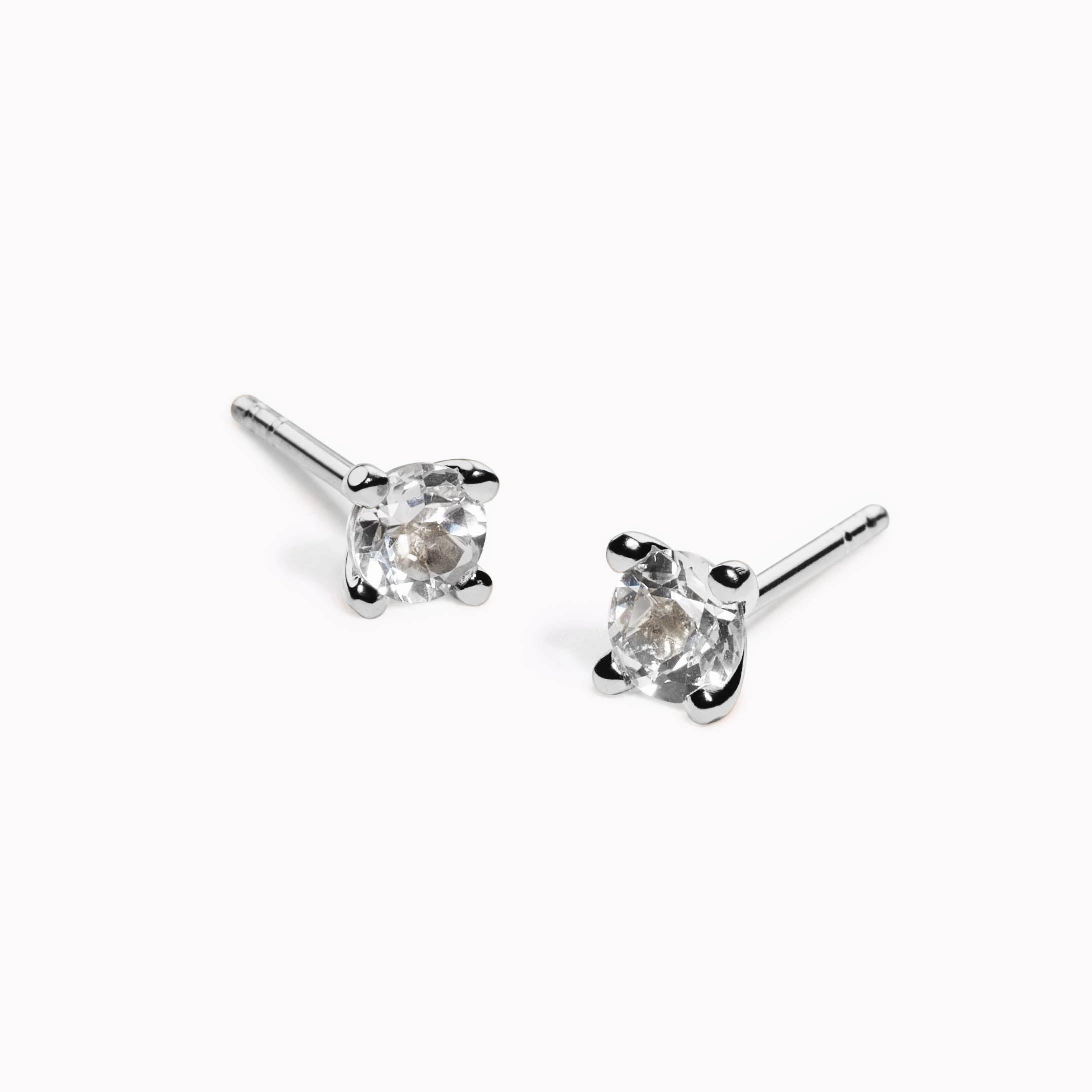 Gemstone Stud Earrings Silver - Maria