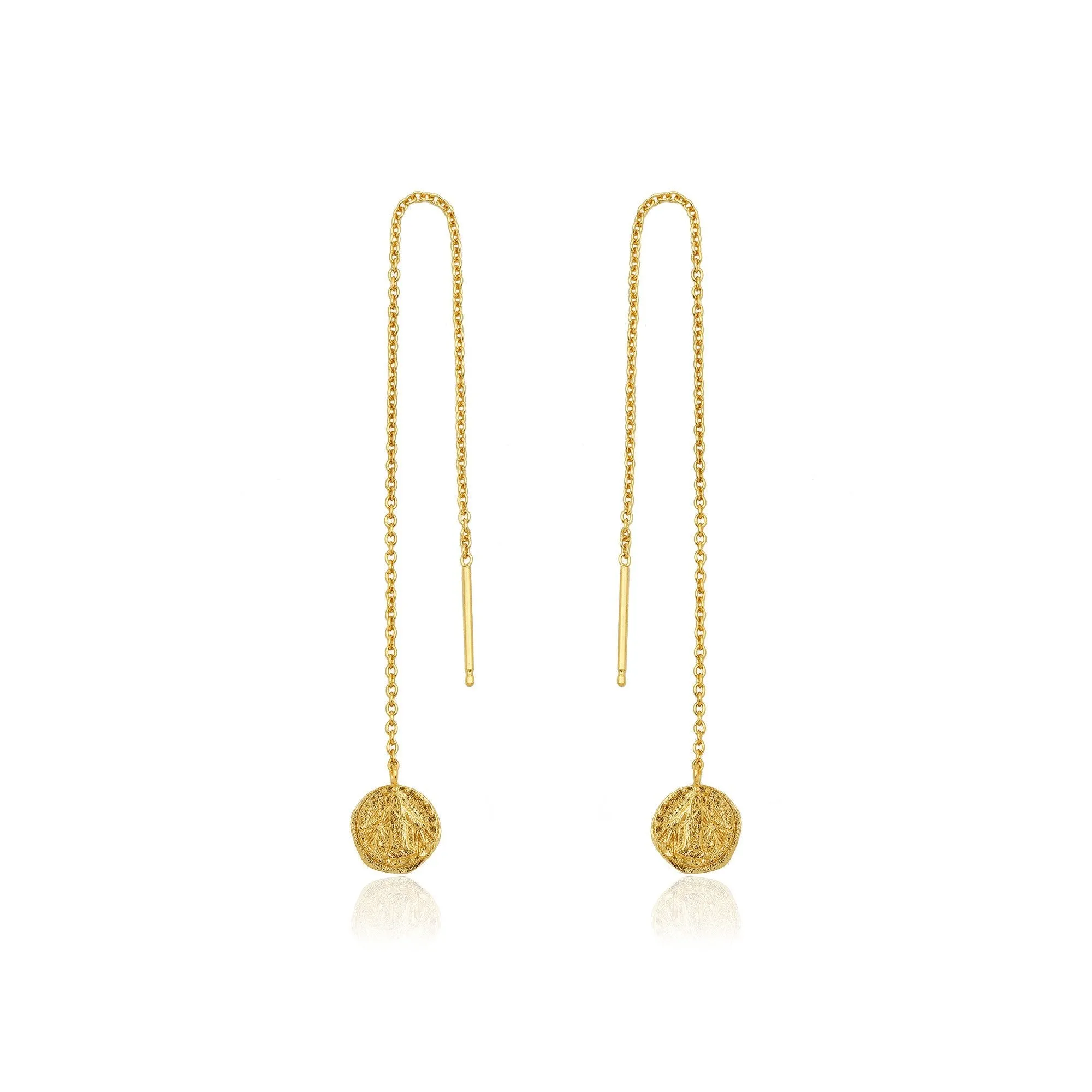 Gold Deus Threader Earrings