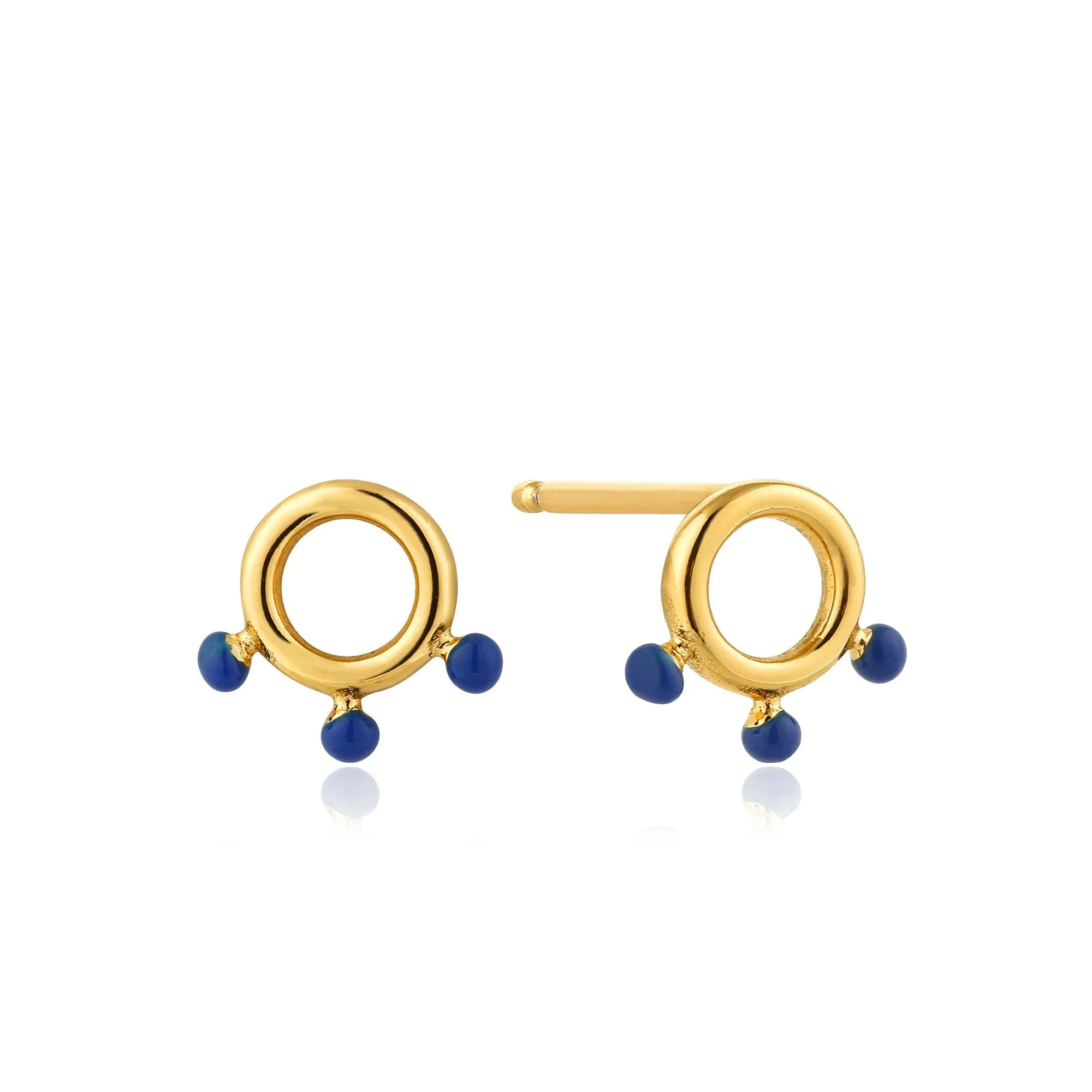 Gold Dotted Circle Stud Earrings