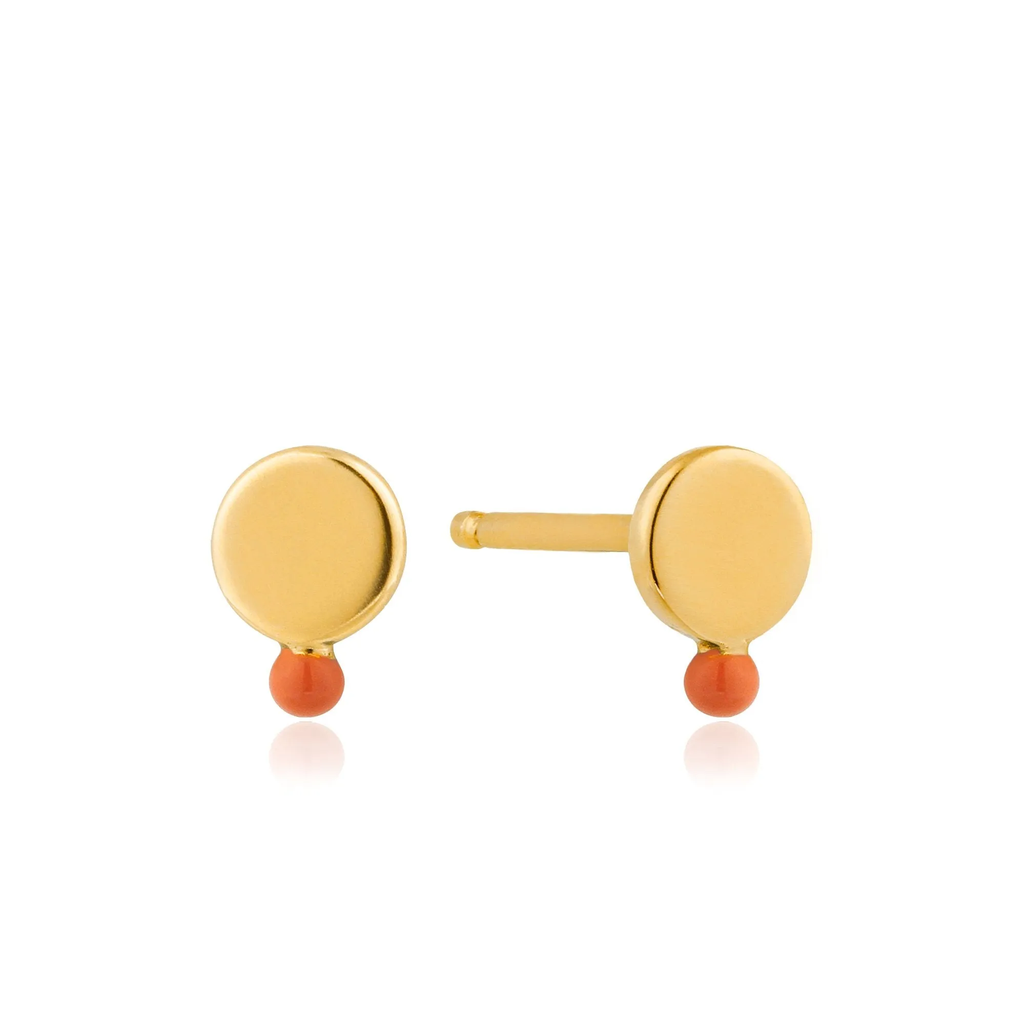 Gold Dotted Disc Stud Earrings