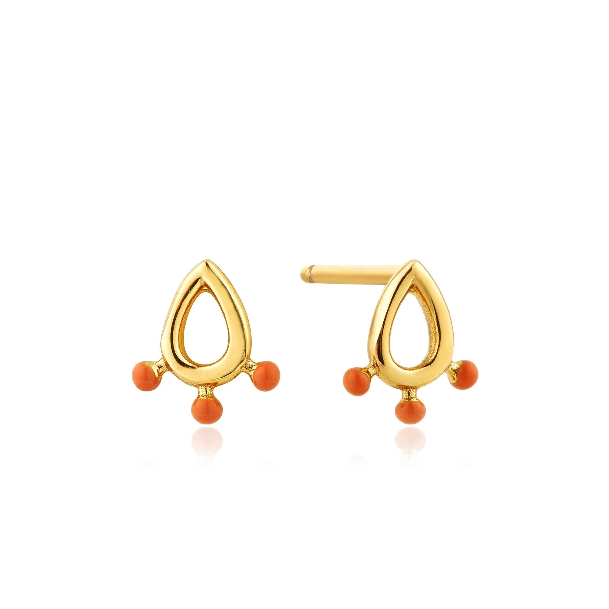 Gold Dotted Raindrop Stud Earrings