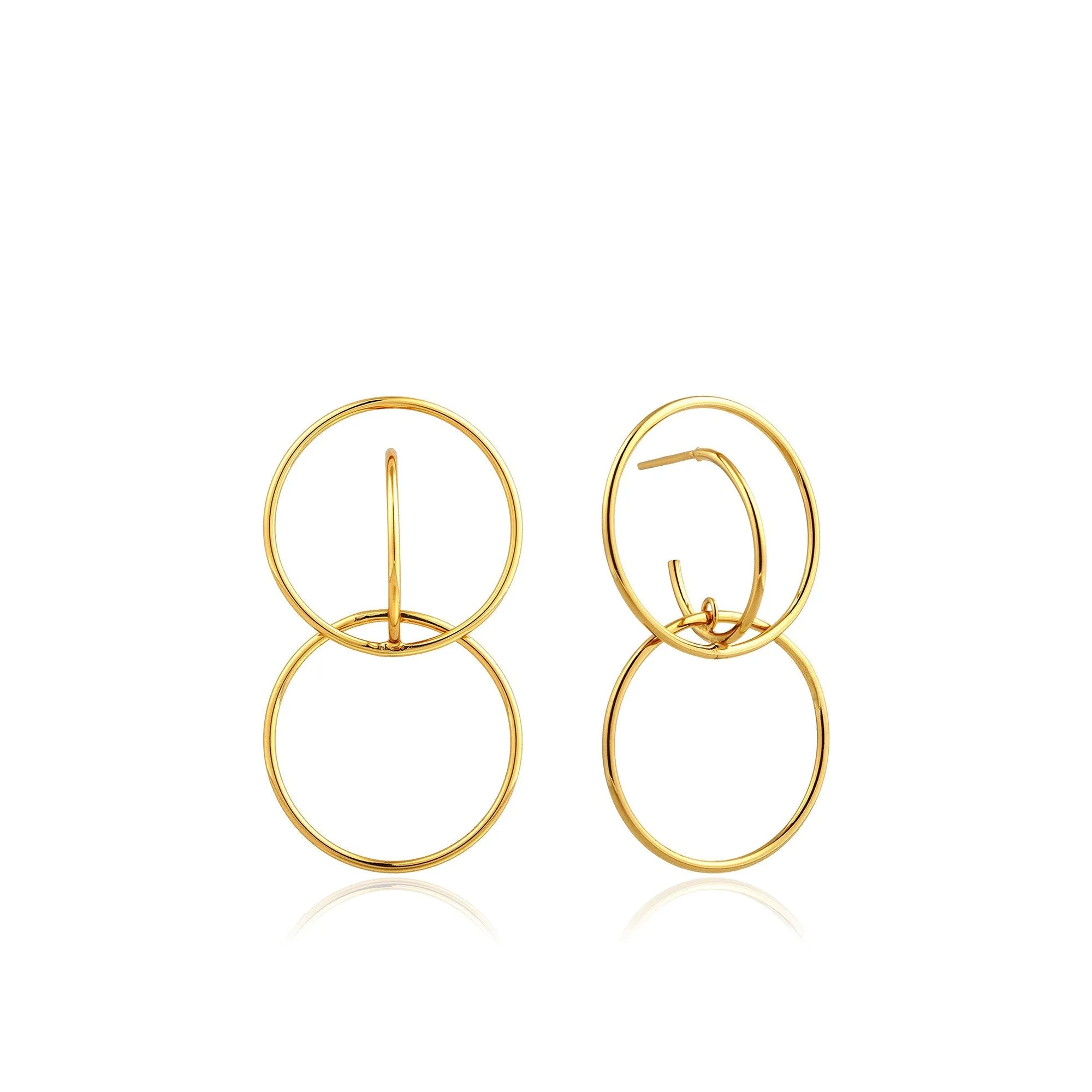 Gold Double Circle Front Earrings