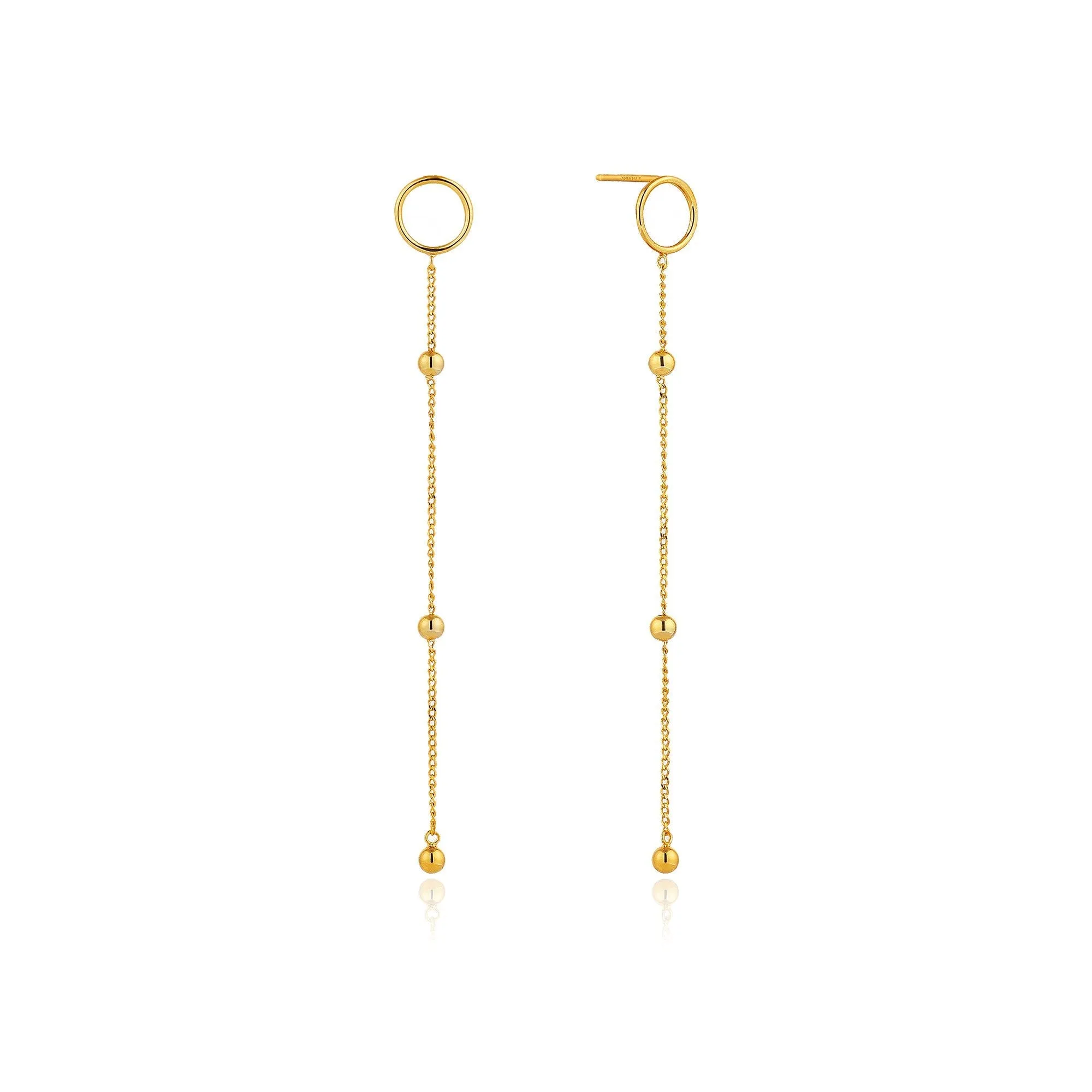 Gold Modern Beaded Drop Earrings