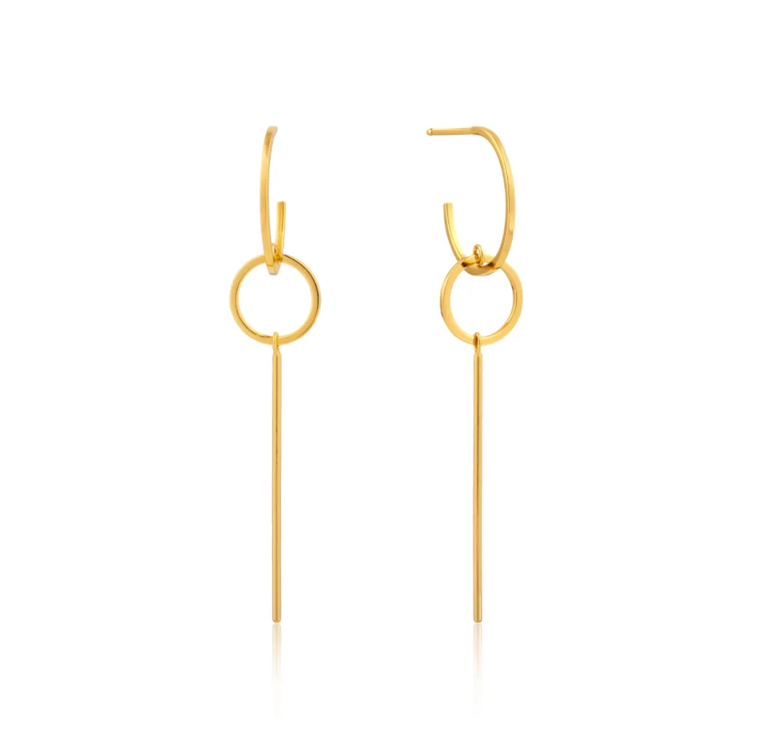Gold Modern Solid Drop Earrings
