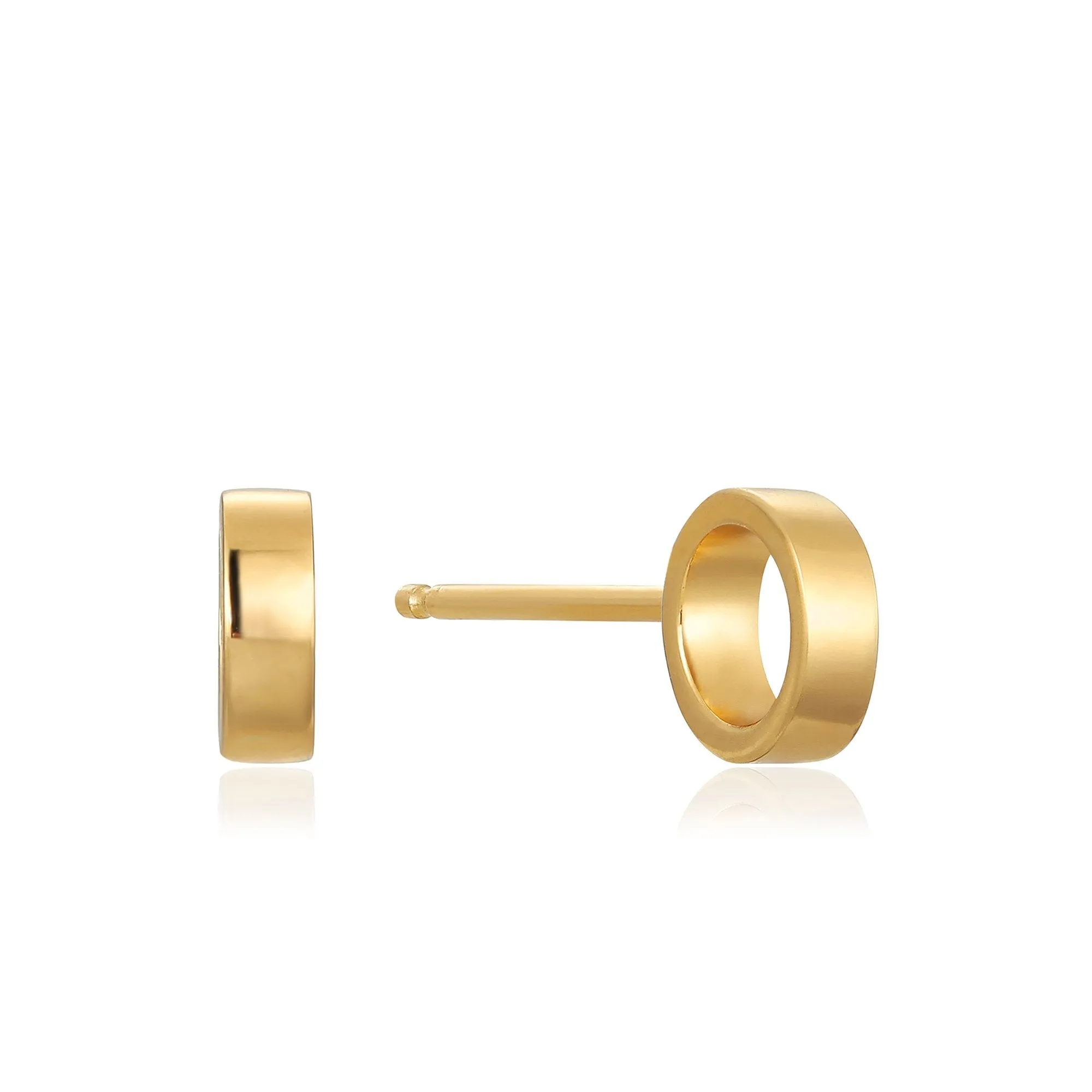 Gold Open Circle Stud Earrings