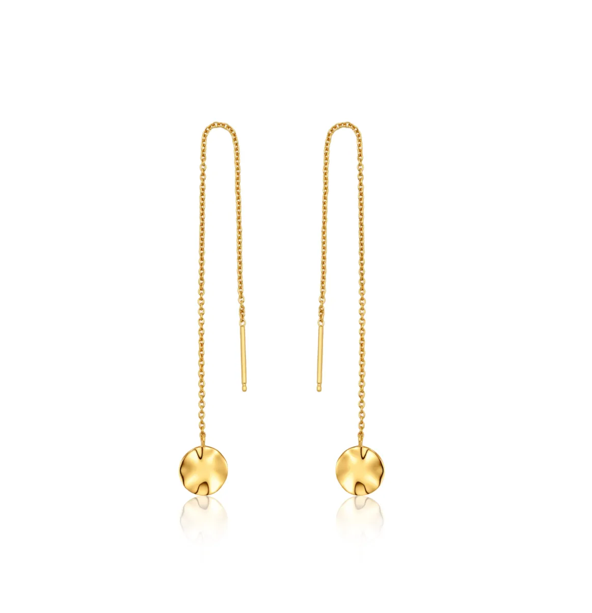 Gold Ripple Threader Earrings
