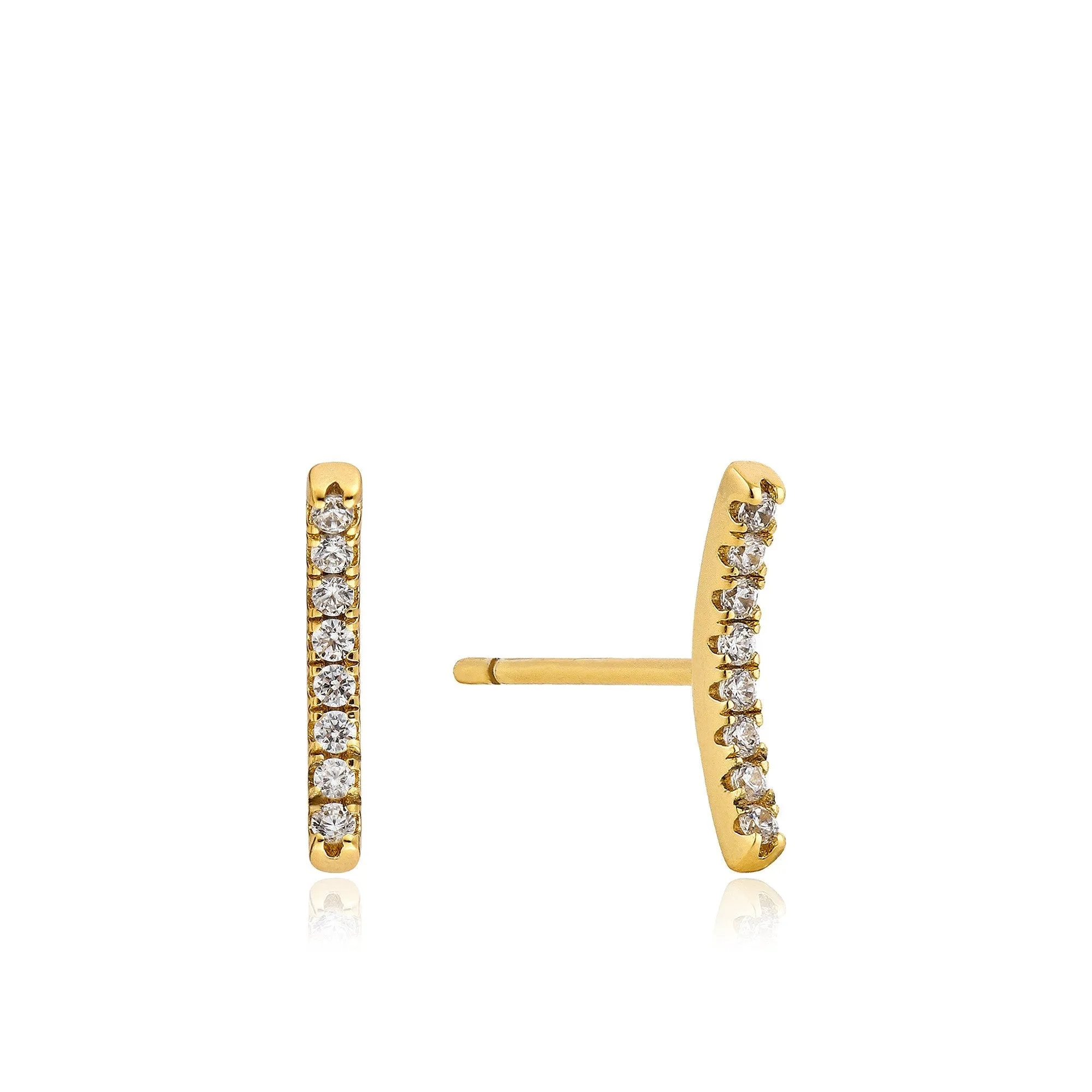 Gold Shimmer Pav Bar Stud Earrings