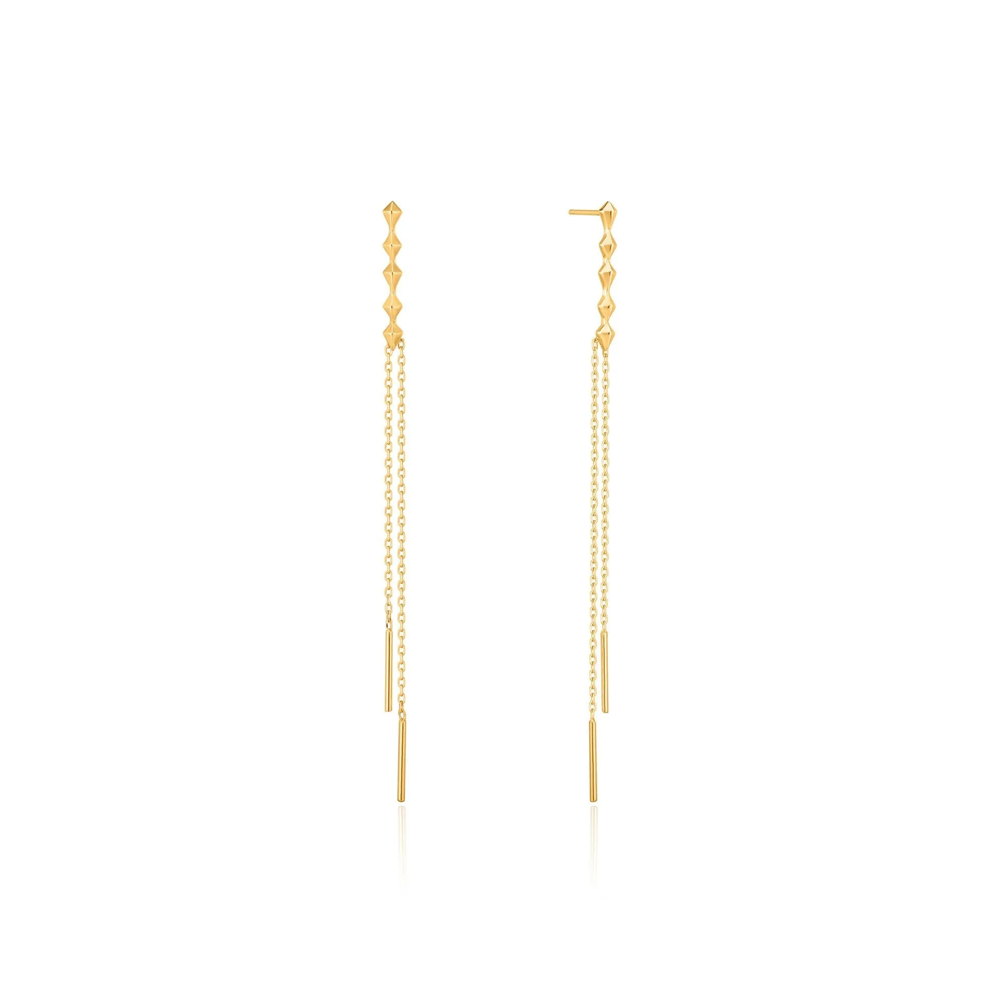 Gold Spike Double Drop Earrings