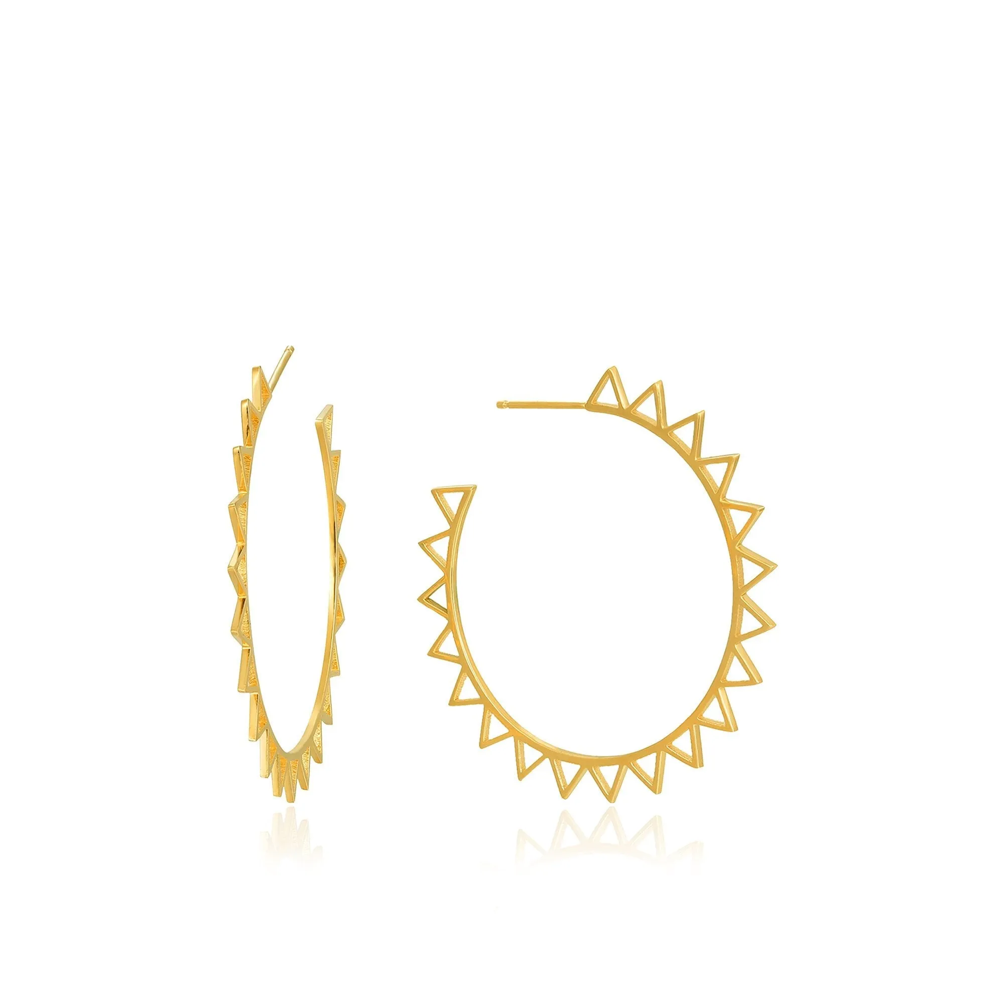Gold Spike Hoop Earrings