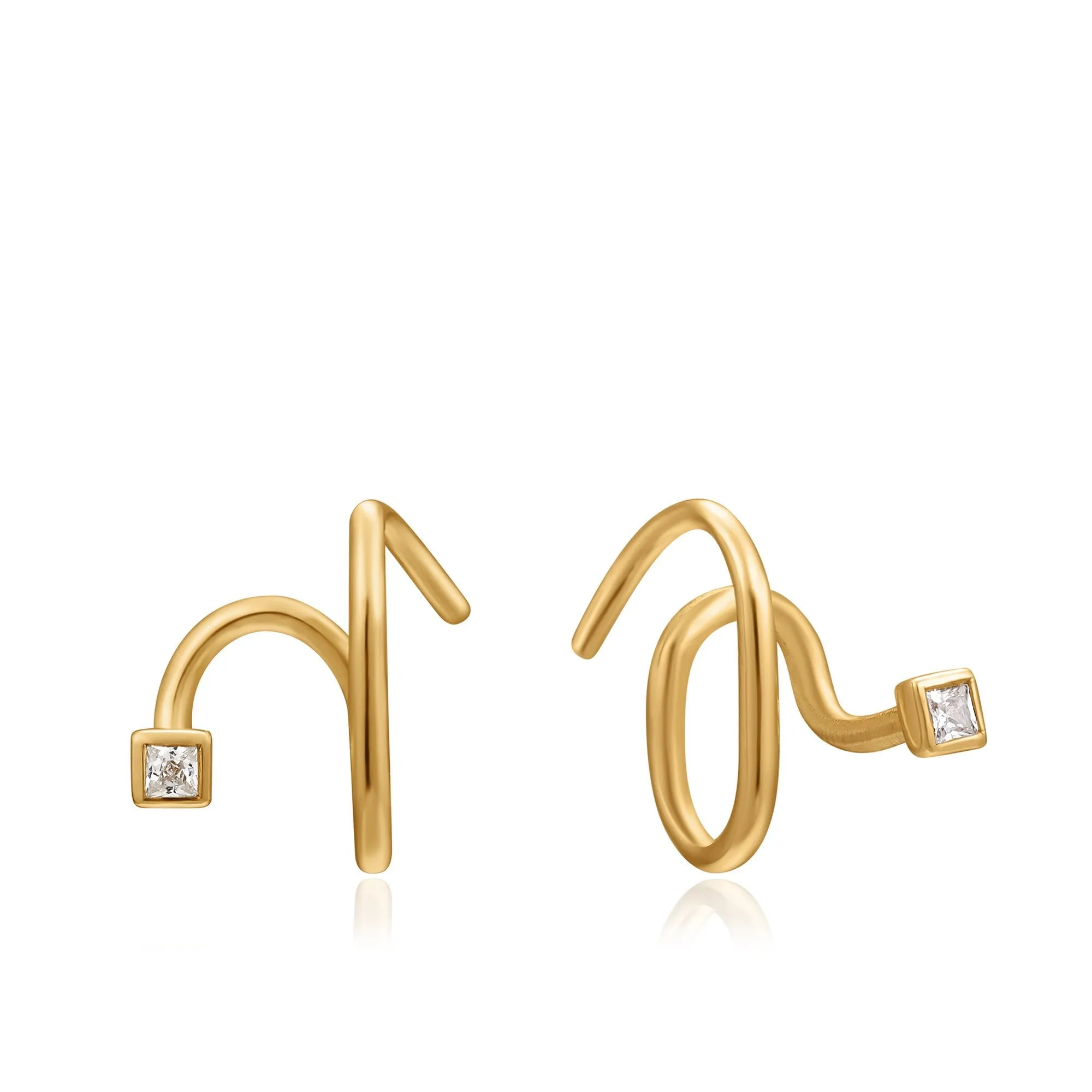 Gold Twist Square Sparkle Earrings