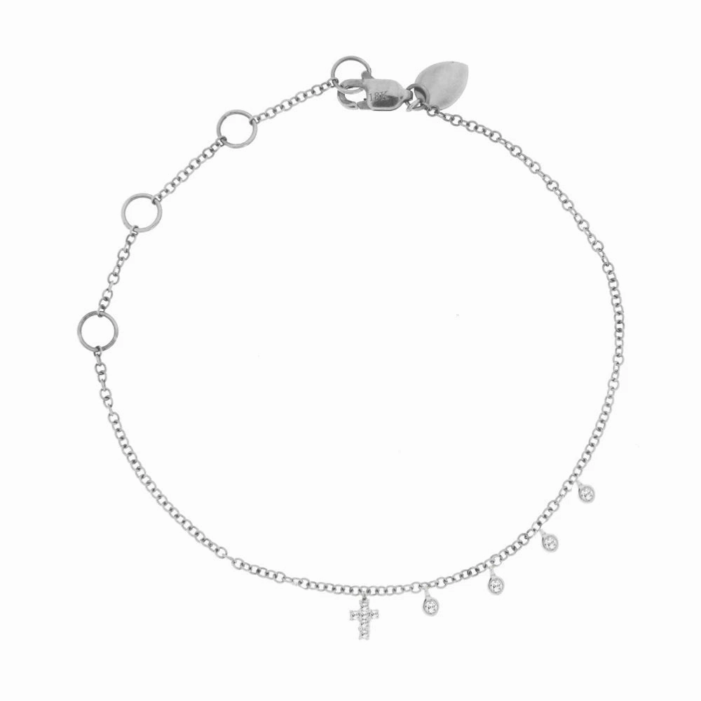 Gold and Diamonds Dainty Cross Bracelet