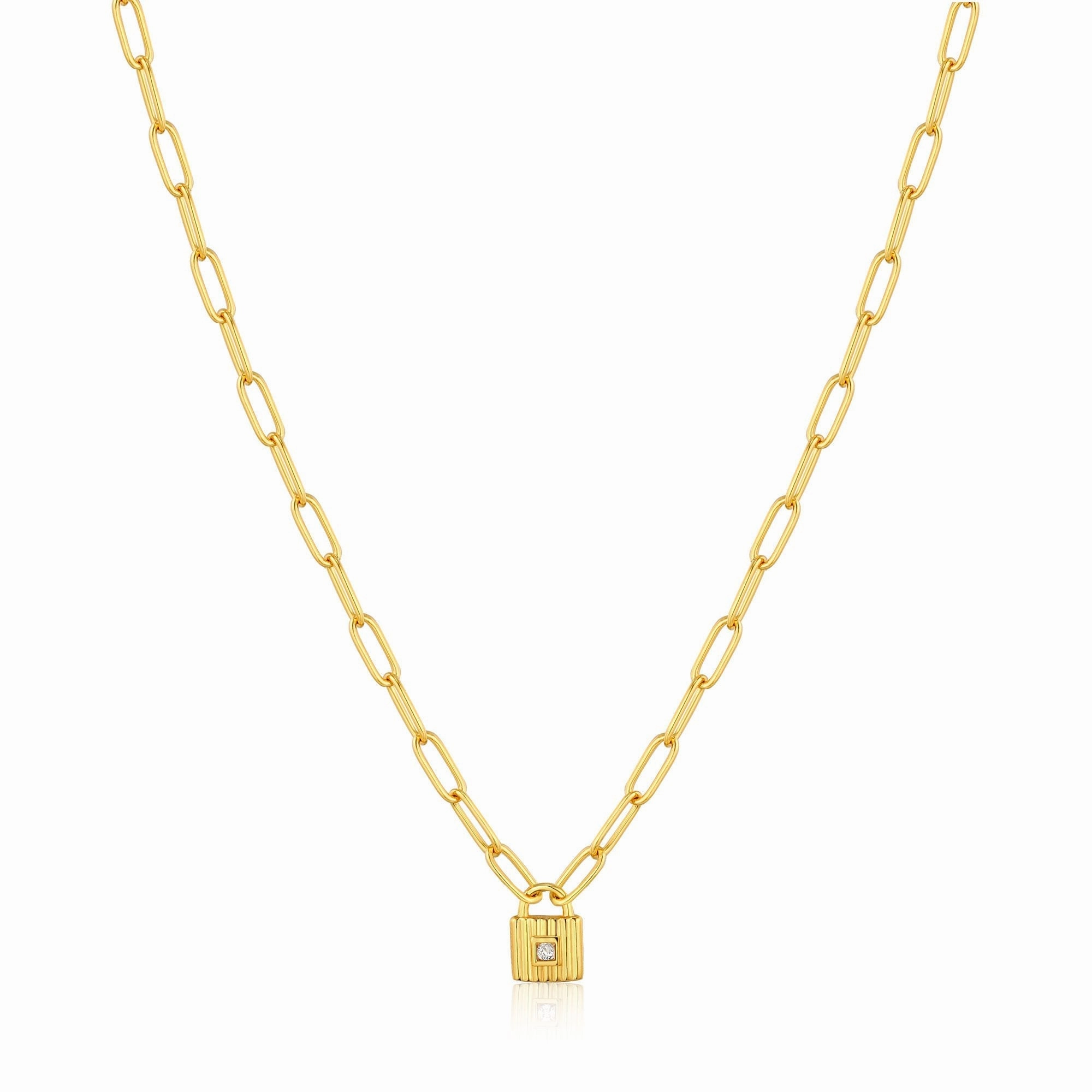 Gold Chunky Chain Padlock Necklace