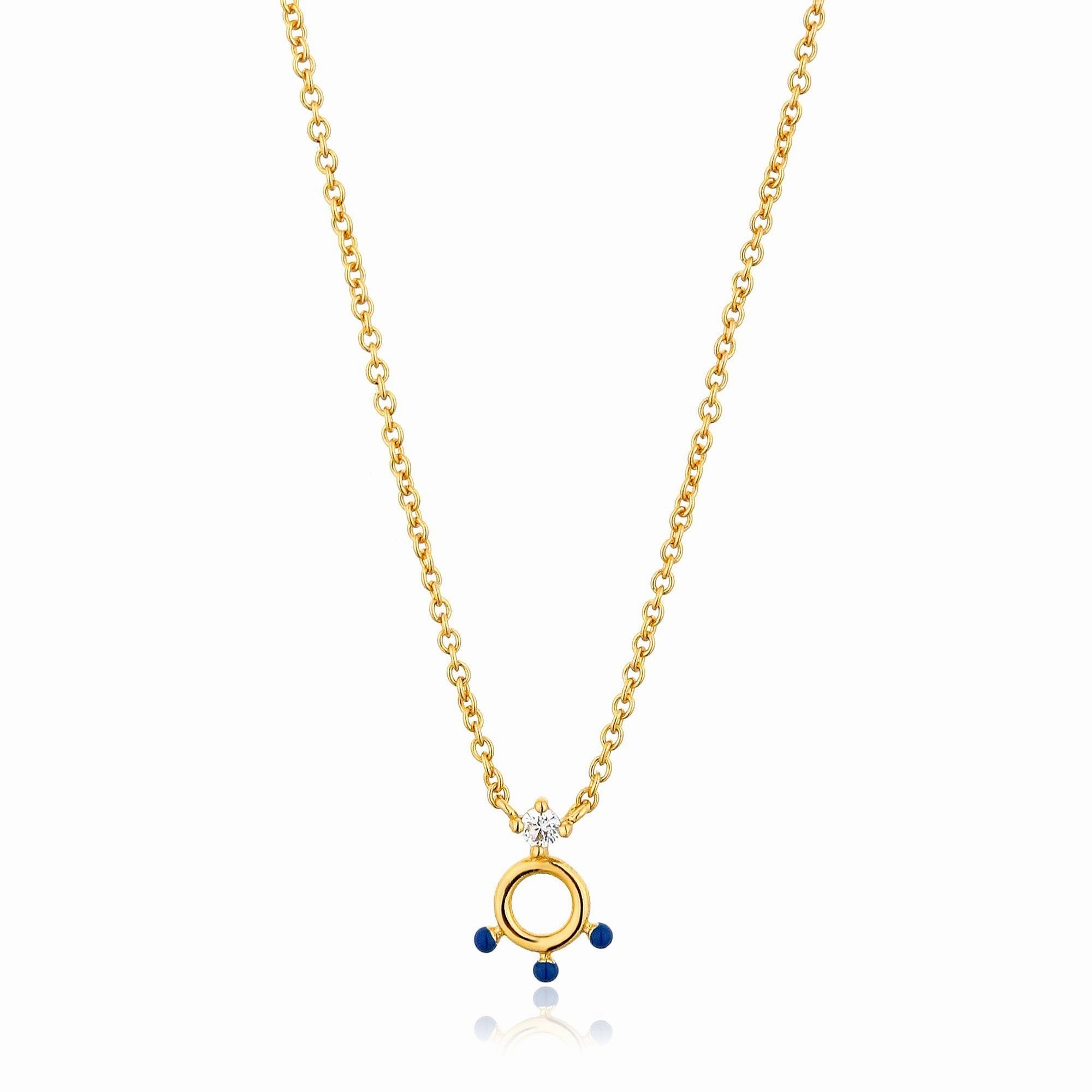 Gold Dotted Circle Pendant Necklace