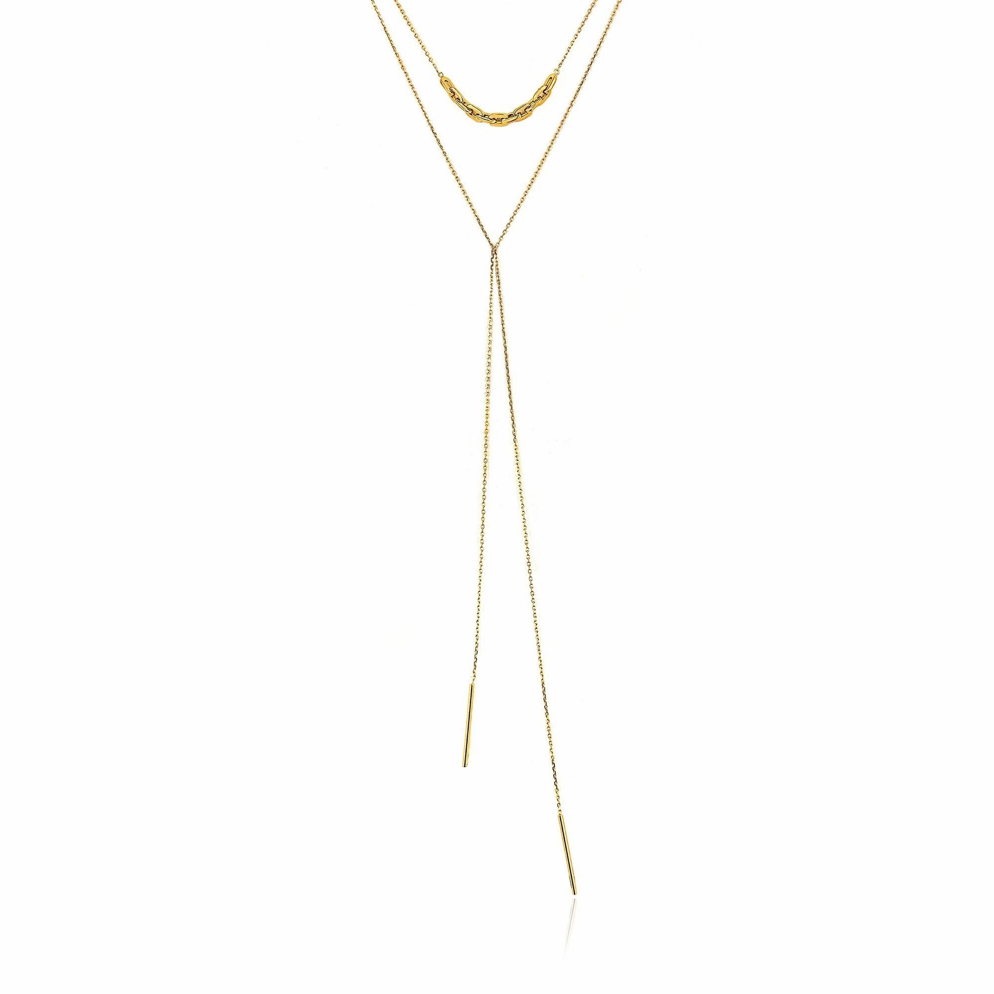Gold Links Lariat Necklace