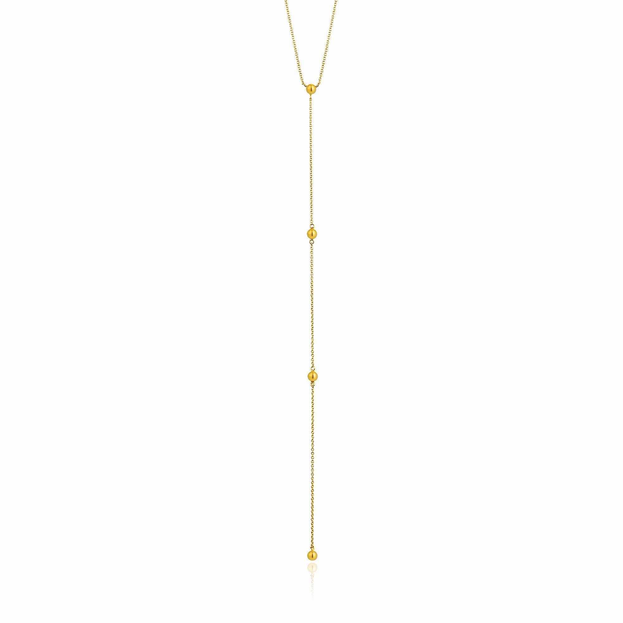 Gold Modern Beaded Y Necklace