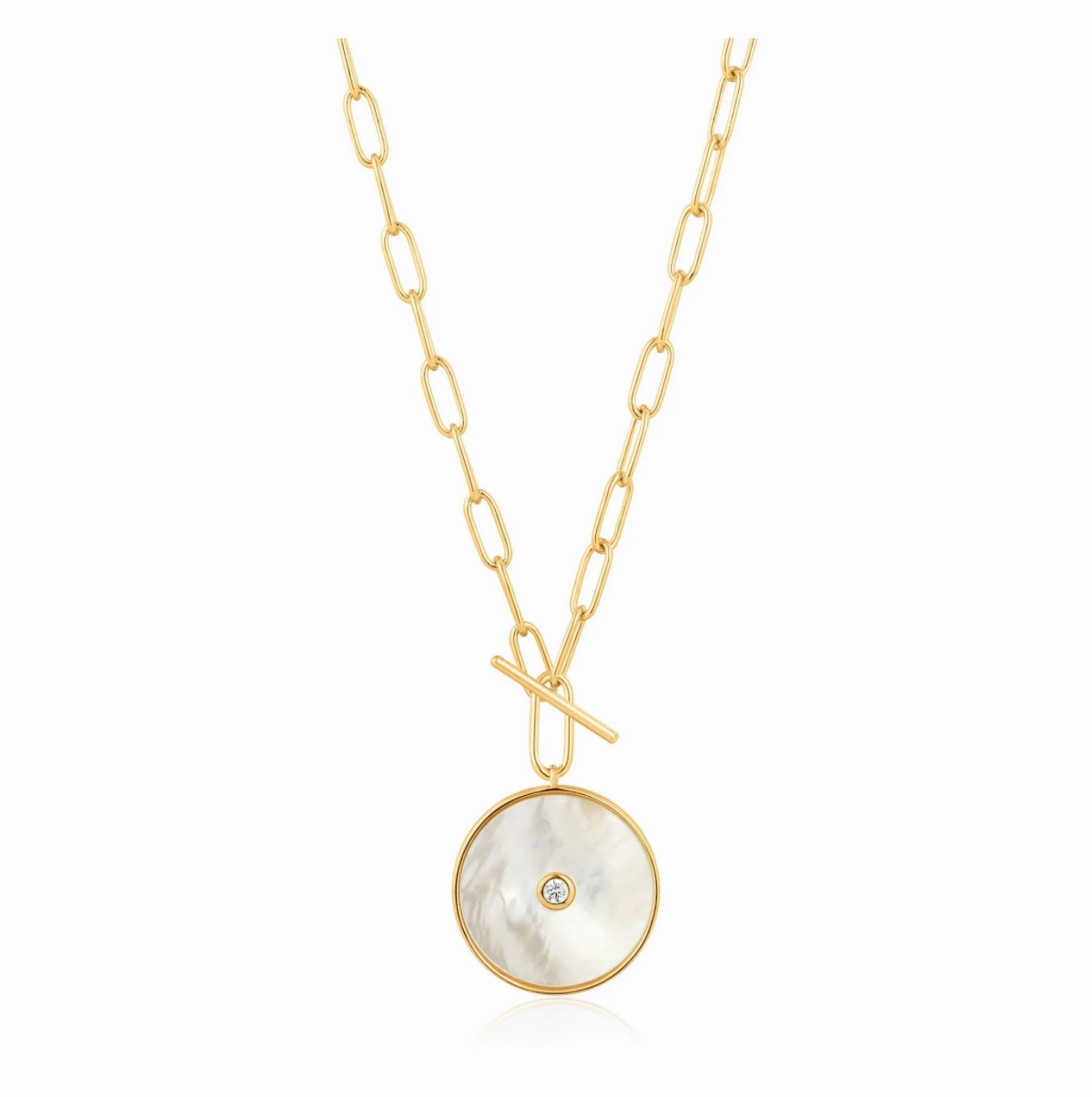 Gold Mother Of Pearl T-bar Necklace