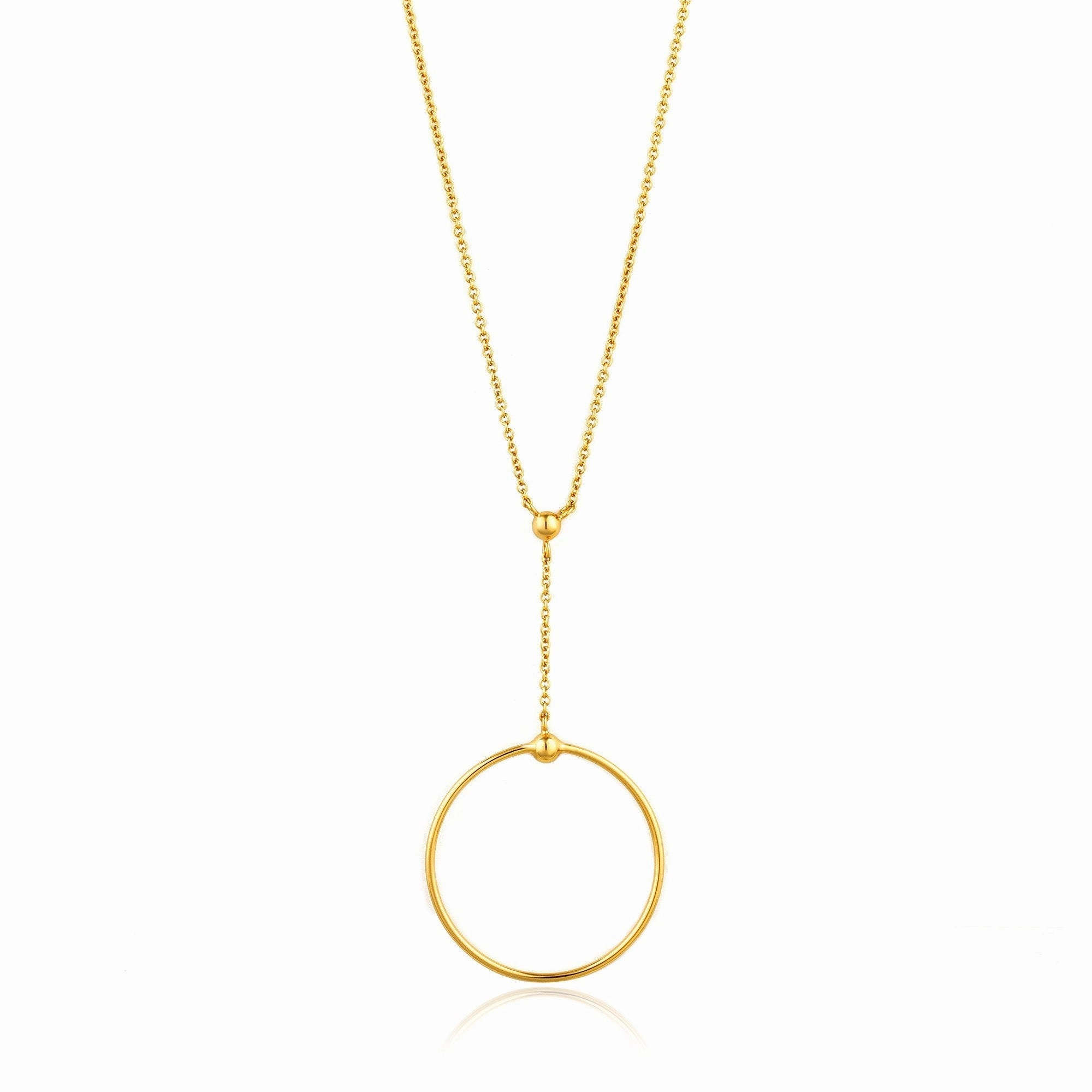 Gold Orbit Drop Circle Necklace