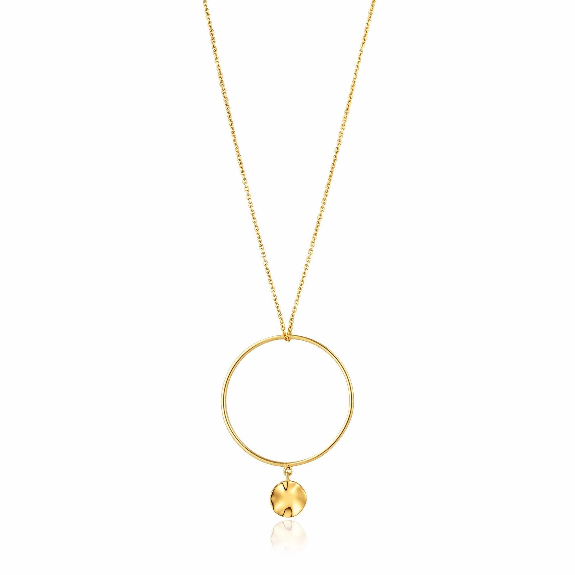 Gold Ripple Circle Necklace
