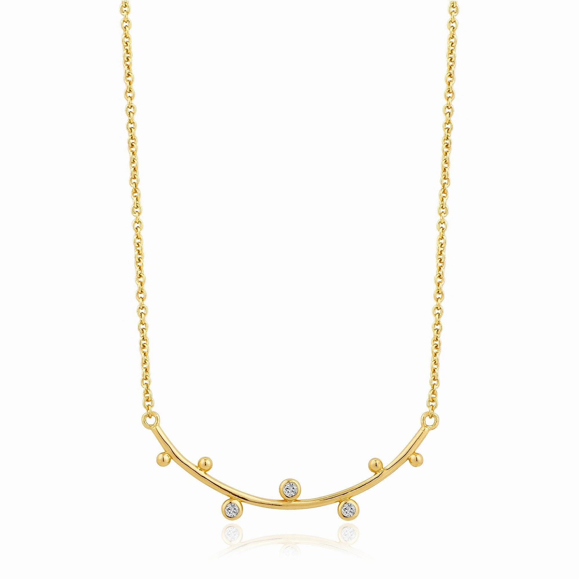 Gold Shimmer Solid Bar Stud Necklace