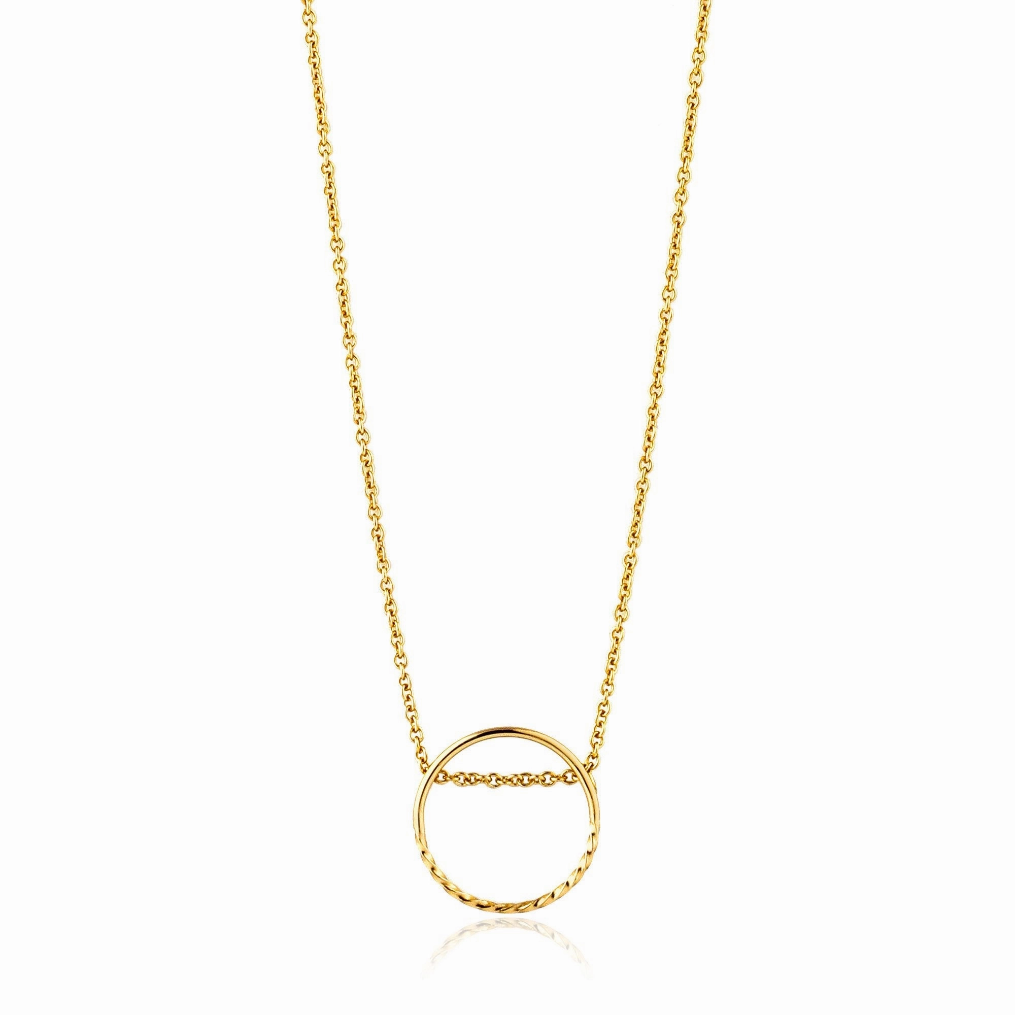 Gold Twist Chain Circle Necklace