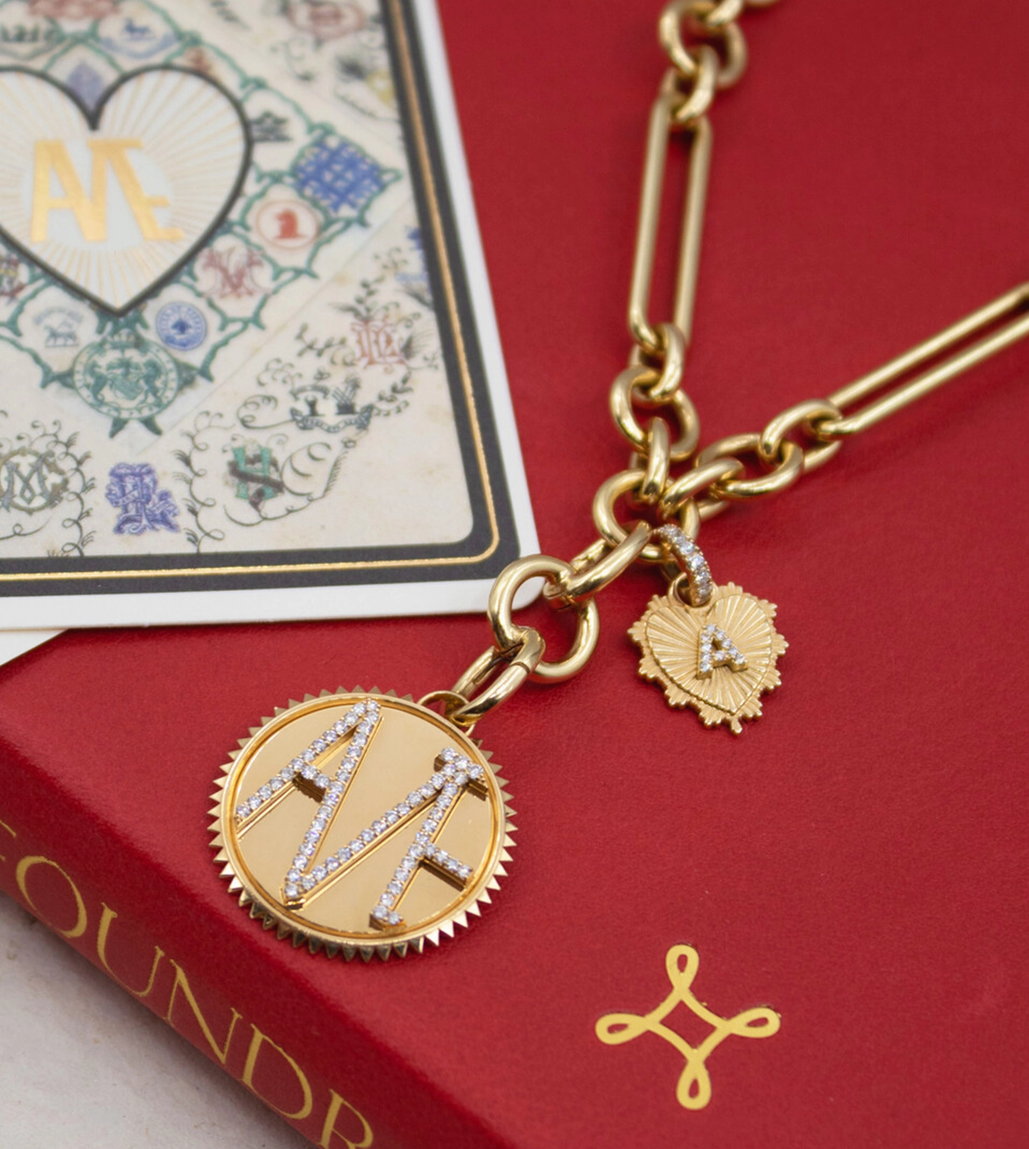 Heart Pave Initial : Miniature Medallion