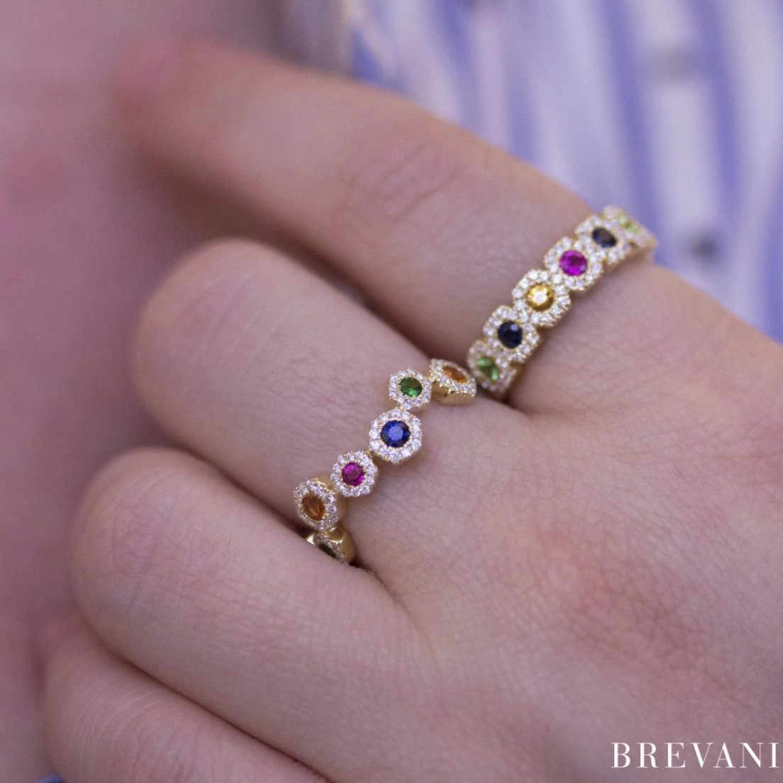 Hexagon Rainbow Sapphire Ring